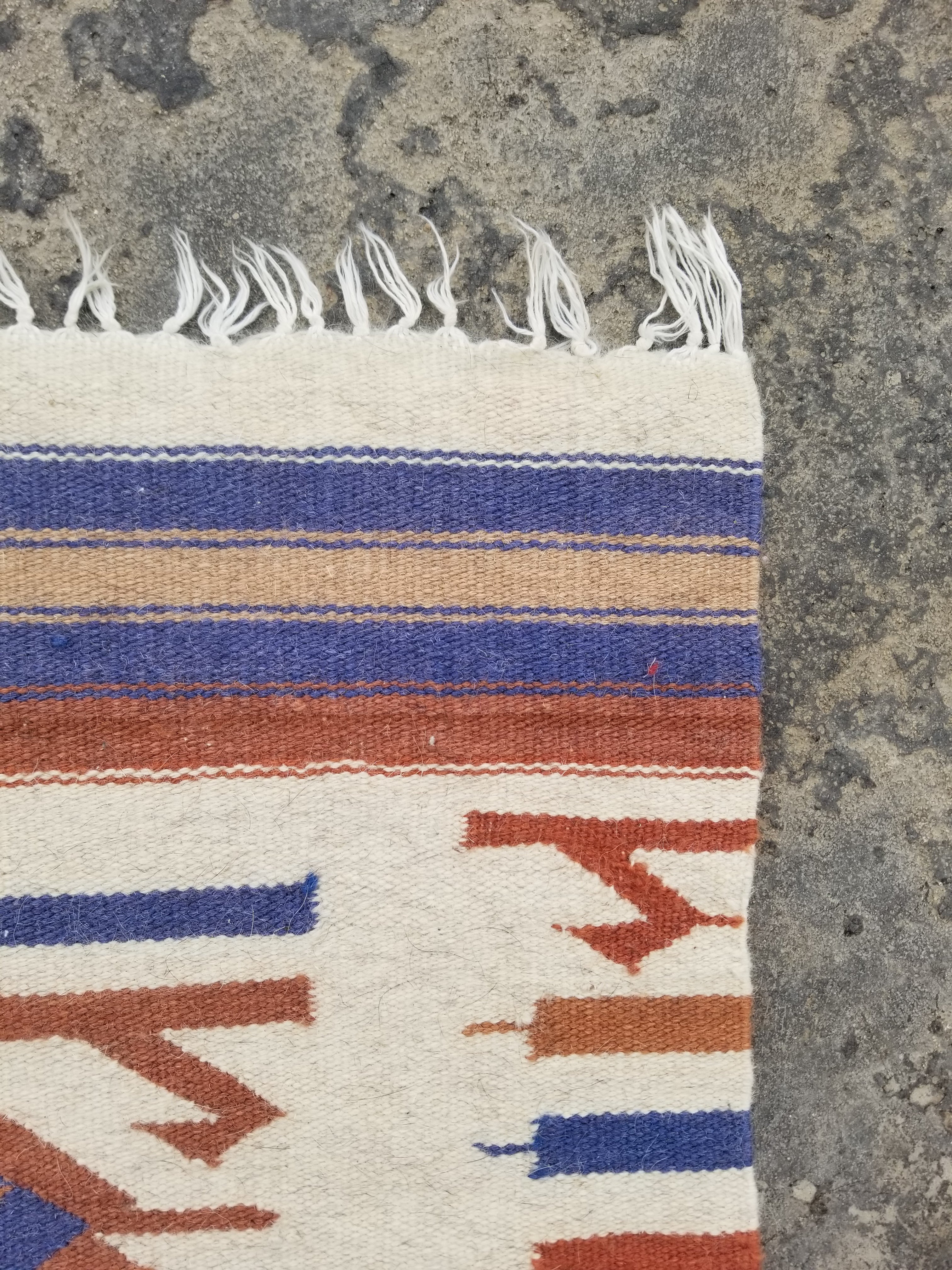 Vintage Traditional Handmade Mexican Wool Multicolor Kilim 102x61cm