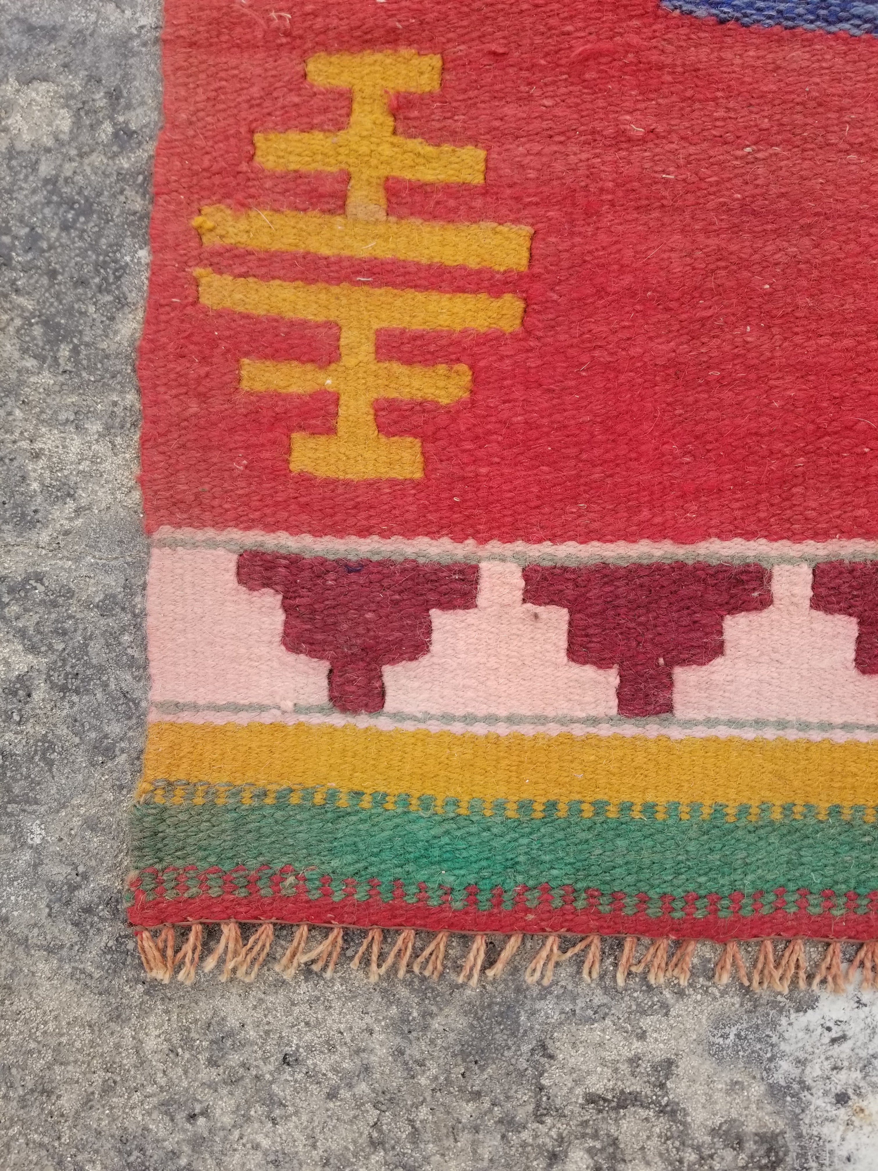 Vintage Traditional Handmade Turkish Wool Multicolor Kilim 157x91cm