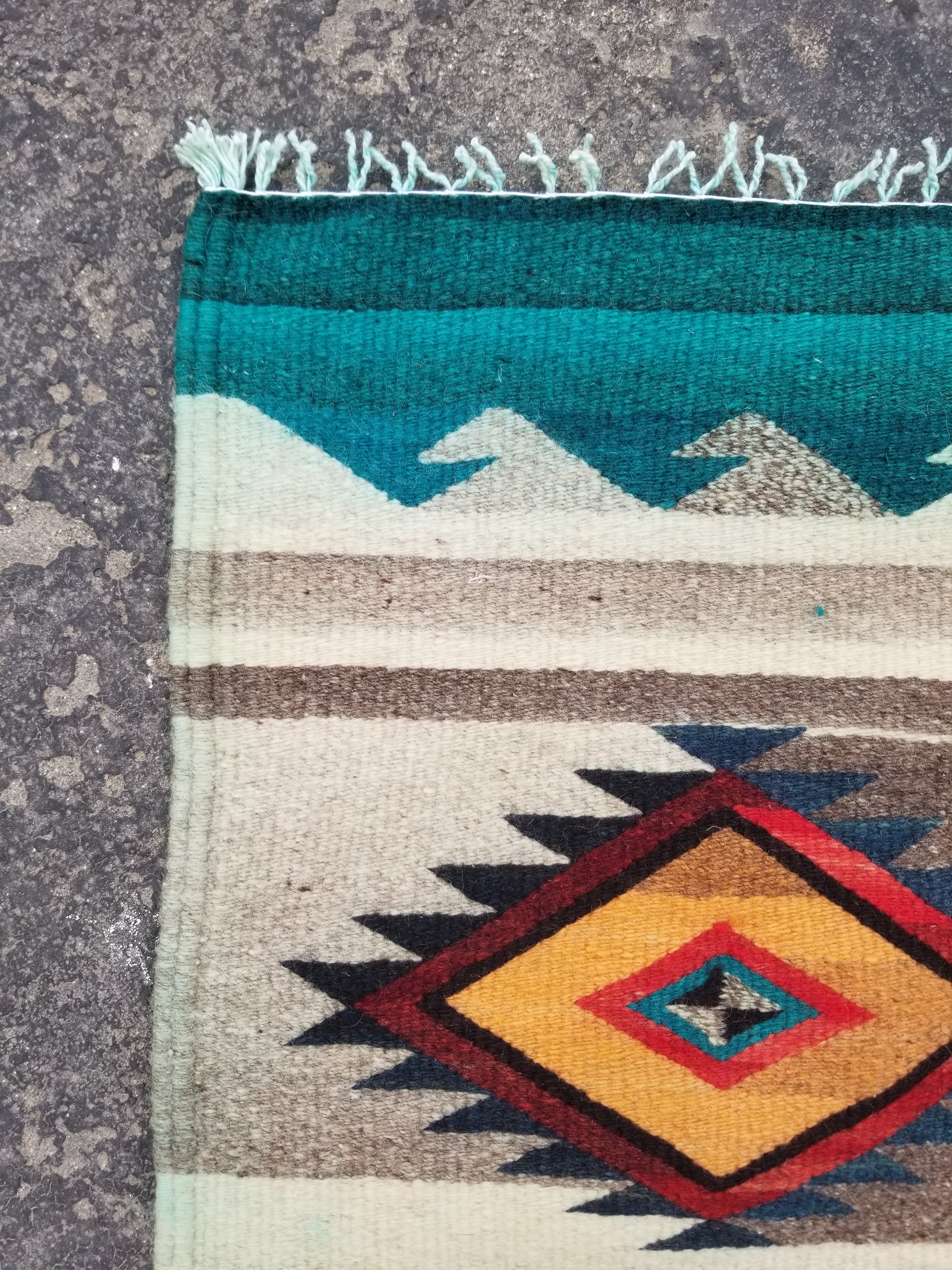 Vintage Traditional Handmade Mexican Wool Multicolor Kilim 150x71cm