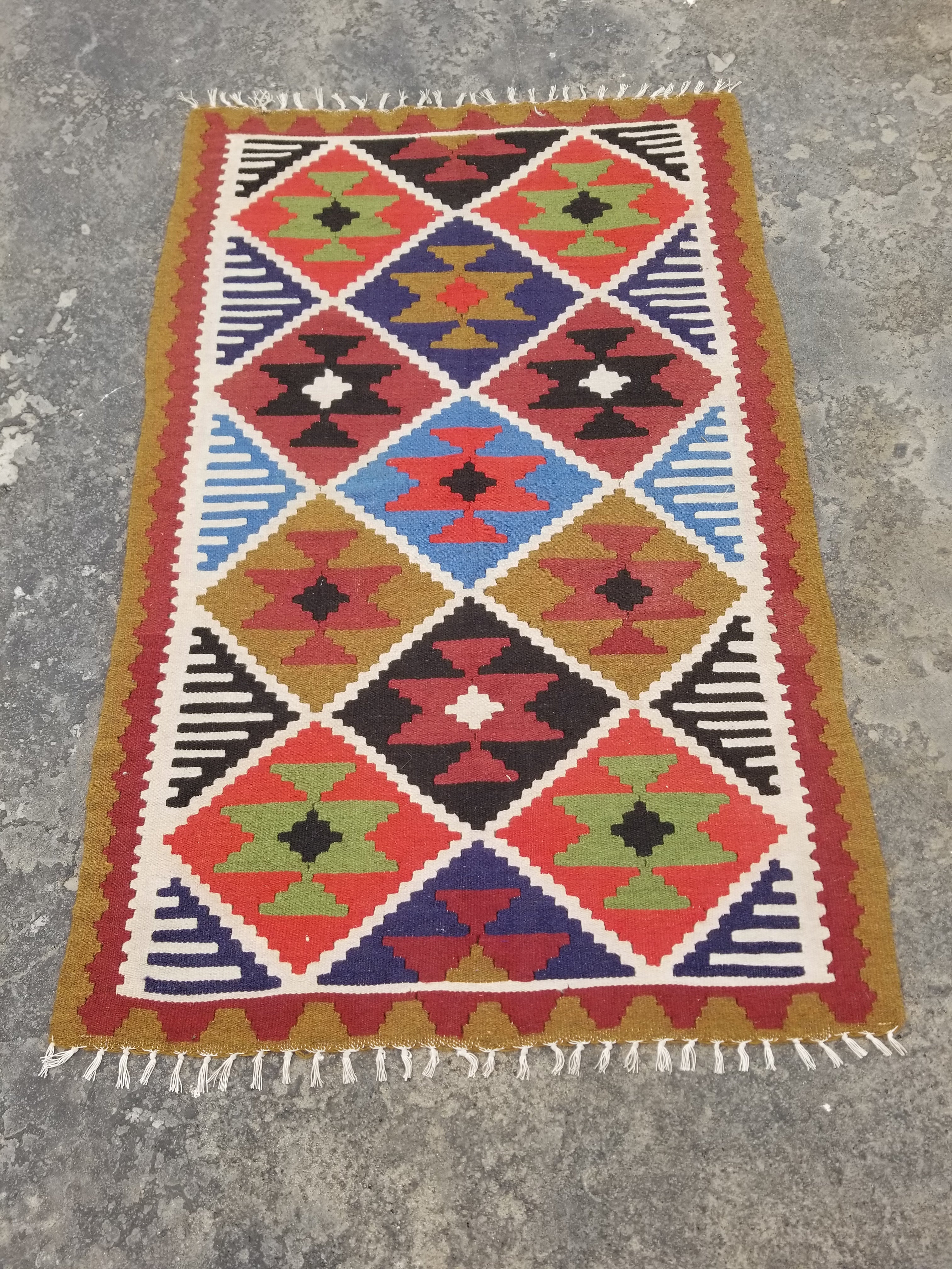 Vintage Traditional Handmade Turkish Wool Multicolor Kilim 152x102cm