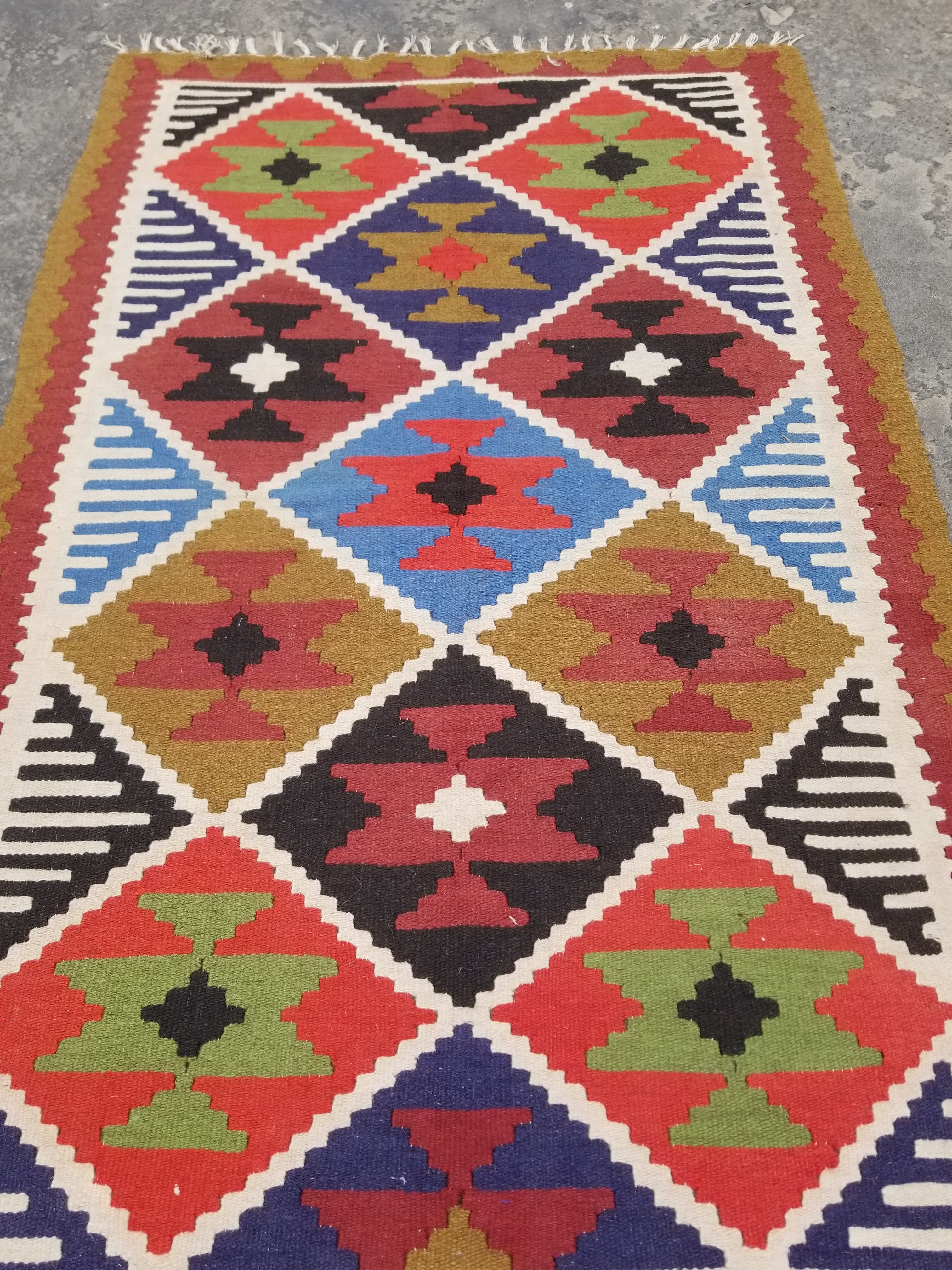 Vintage Traditional Handmade Turkish Wool Multicolor Kilim 152x102cm