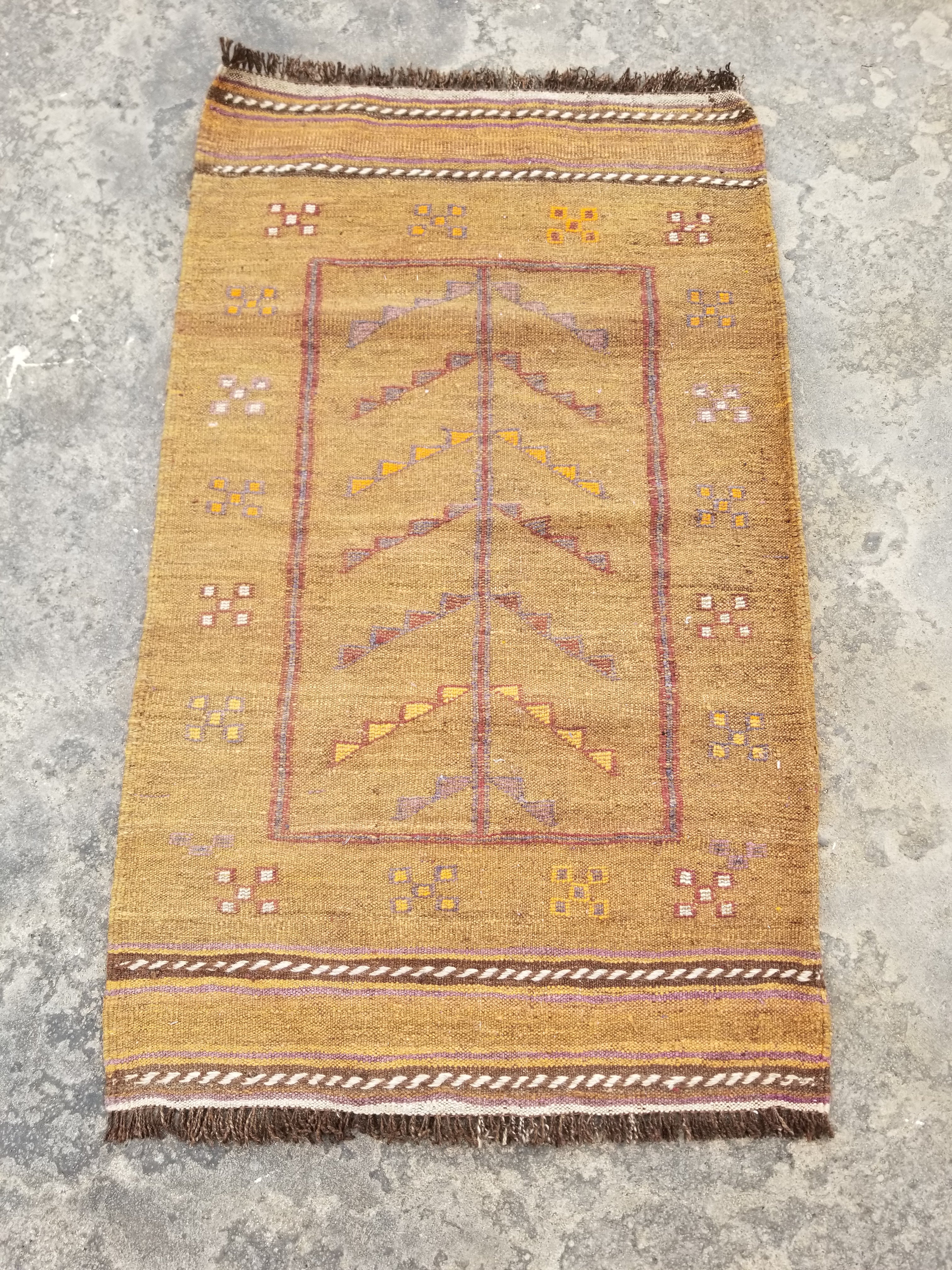 Antique Traditional Handmade Moroccan Wool Multicolor Kilim 122x74cm