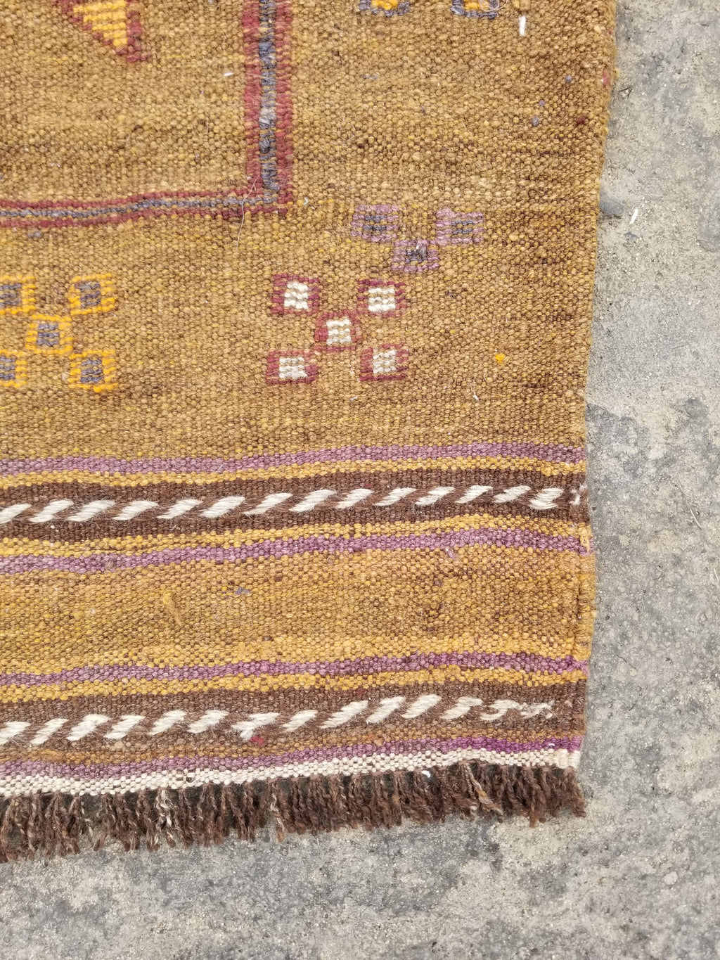 Antique Traditional Handmade Moroccan Wool Multicolor Kilim 122x74cm
