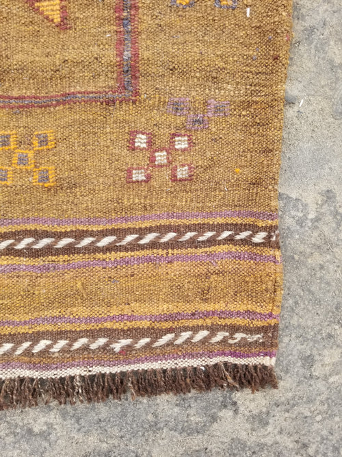 Antique Traditional Handmade Moroccan Wool Multicolor Kilim 122x74cm