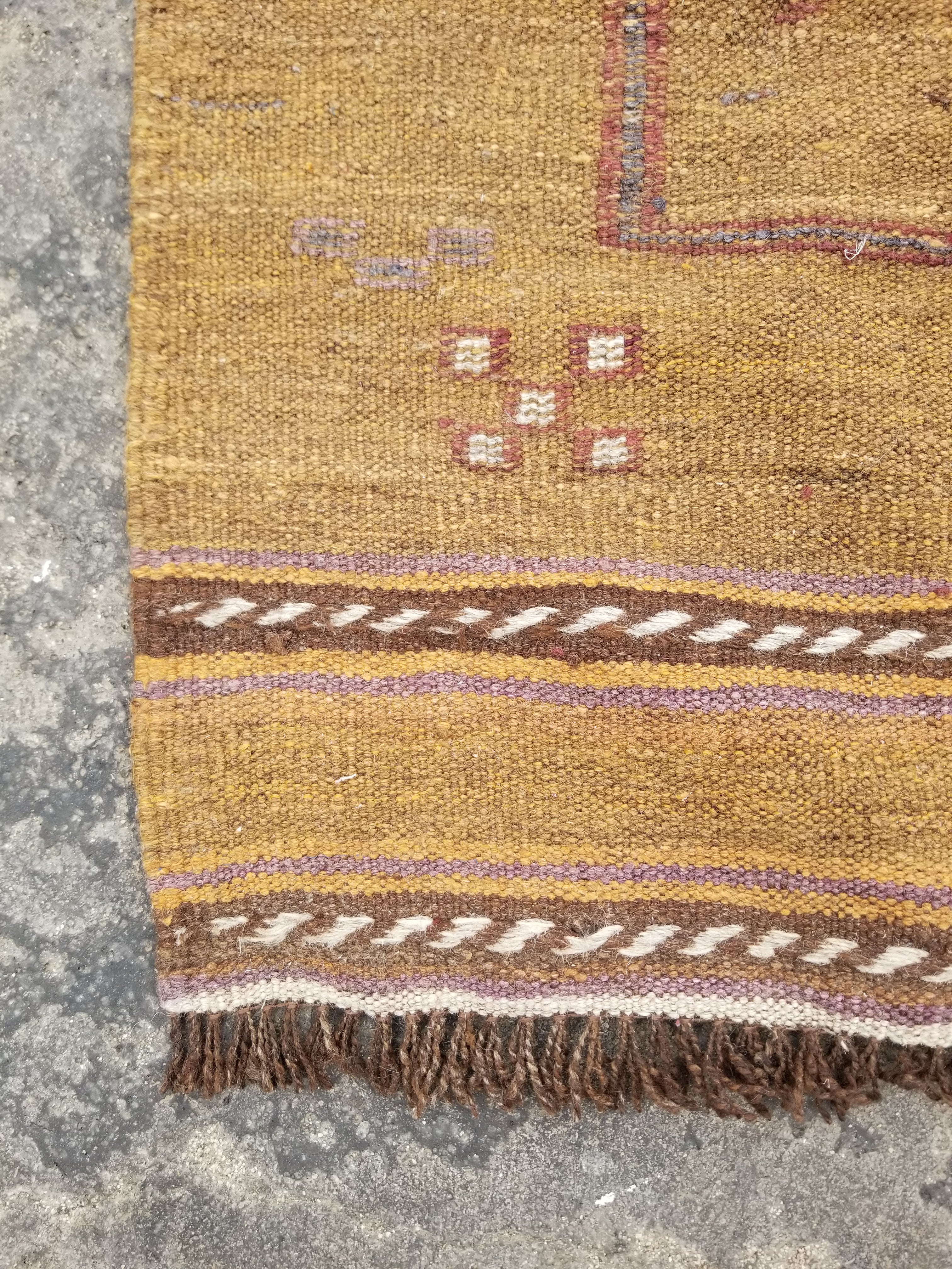 Antique Traditional Handmade Moroccan Wool Multicolor Kilim 122x74cm
