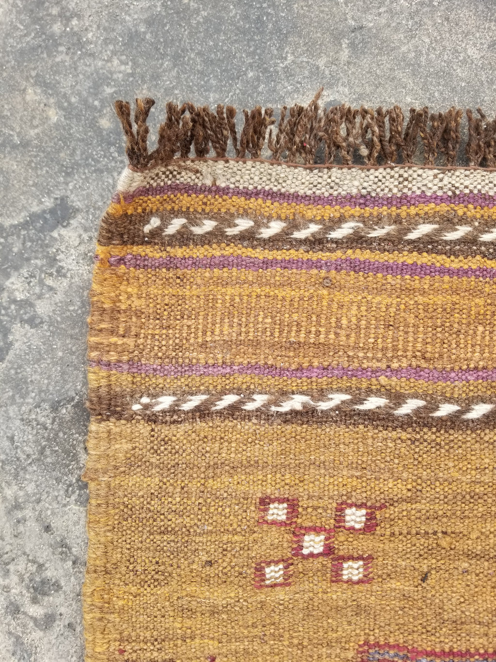 Antique Traditional Handmade Moroccan Wool Multicolor Kilim 122x74cm