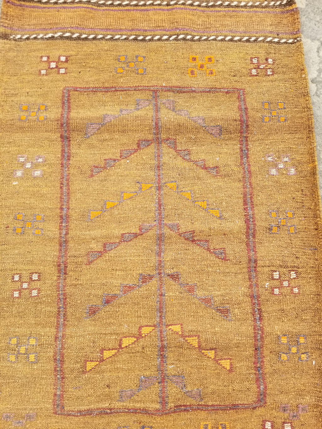 Antique Traditional Handmade Moroccan Wool Multicolor Kilim 122x74cm