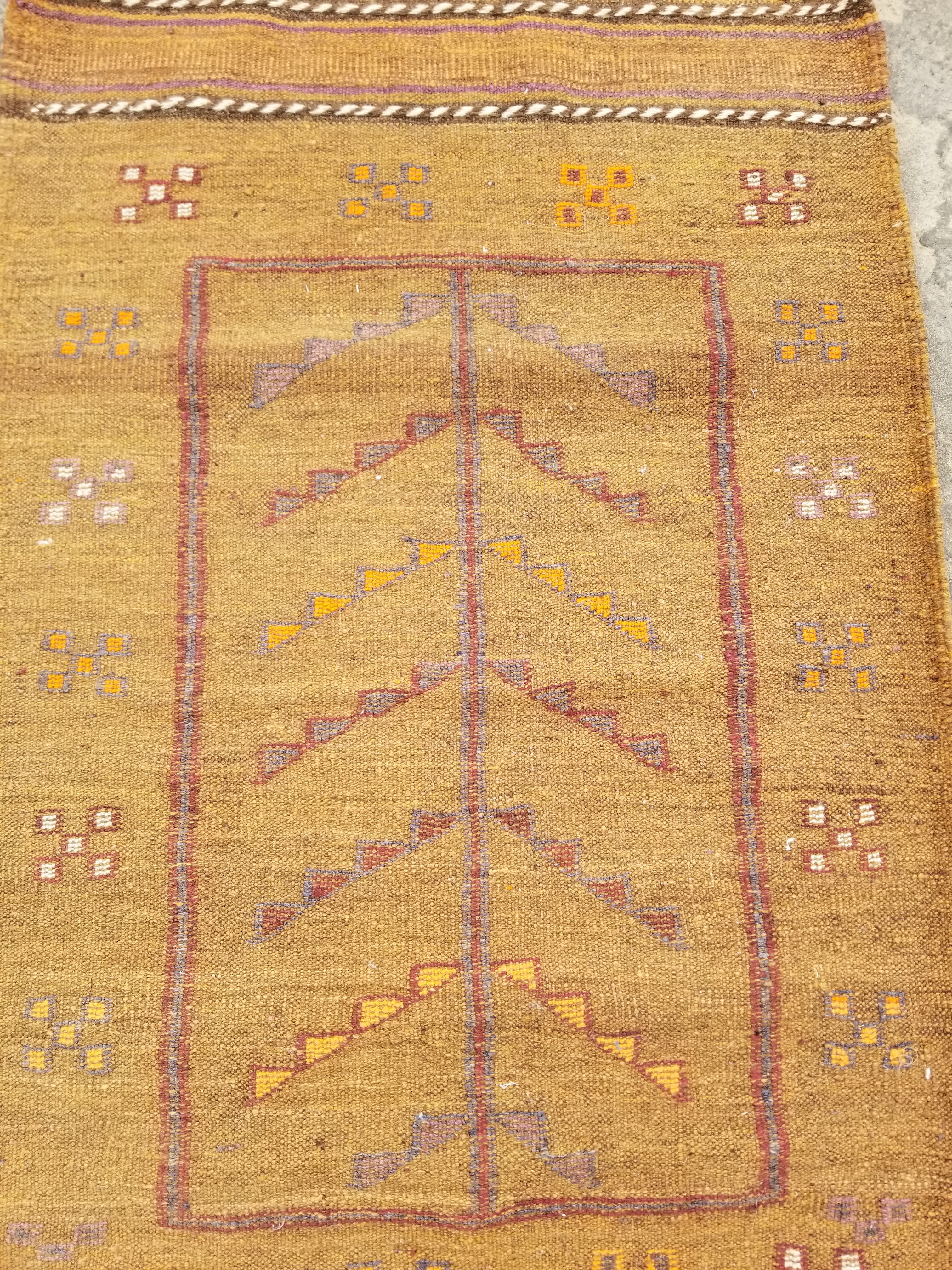 Antique Traditional Handmade Moroccan Wool Multicolor Kilim 122x74cm