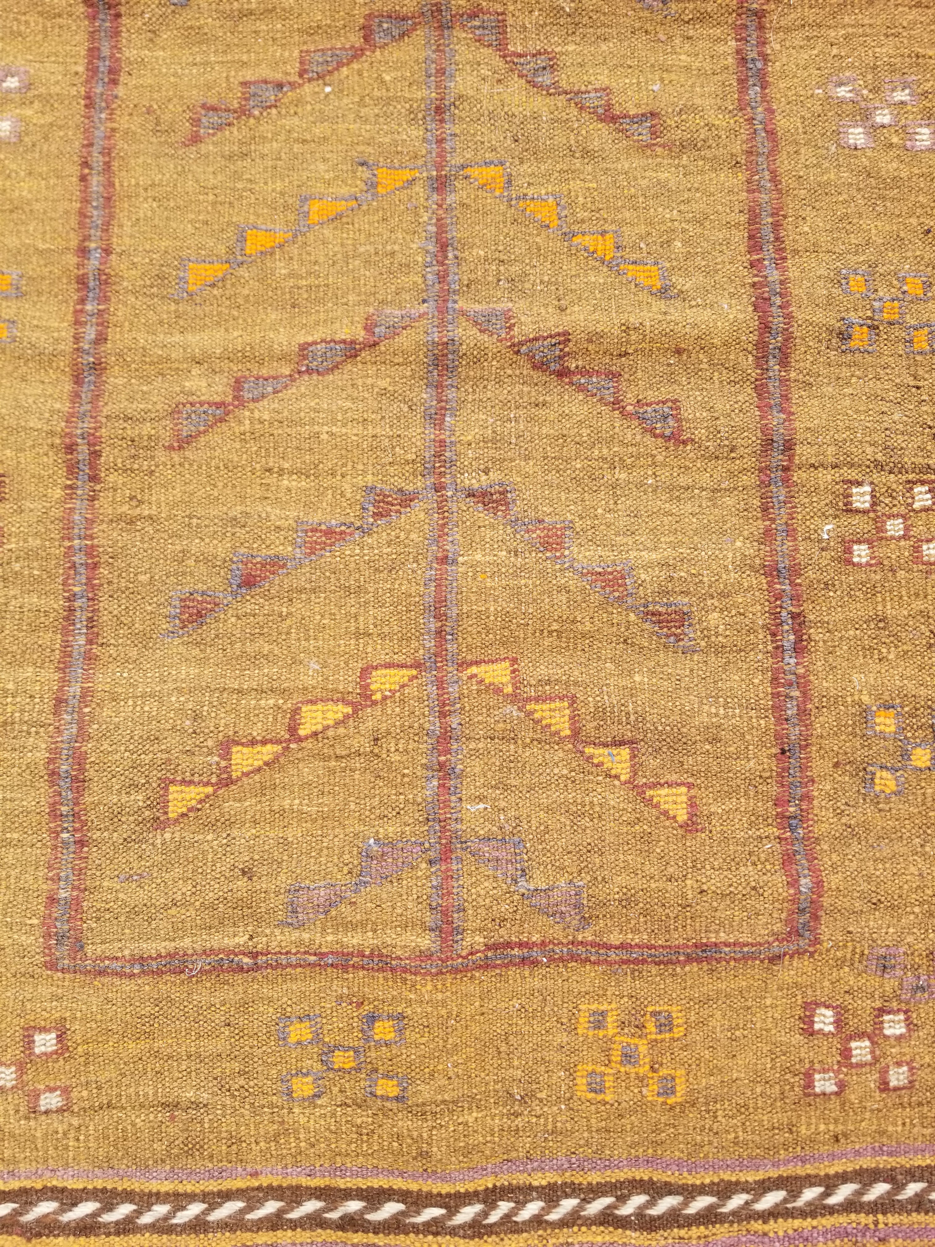 Antique Traditional Handmade Moroccan Wool Multicolor Kilim 122x74cm