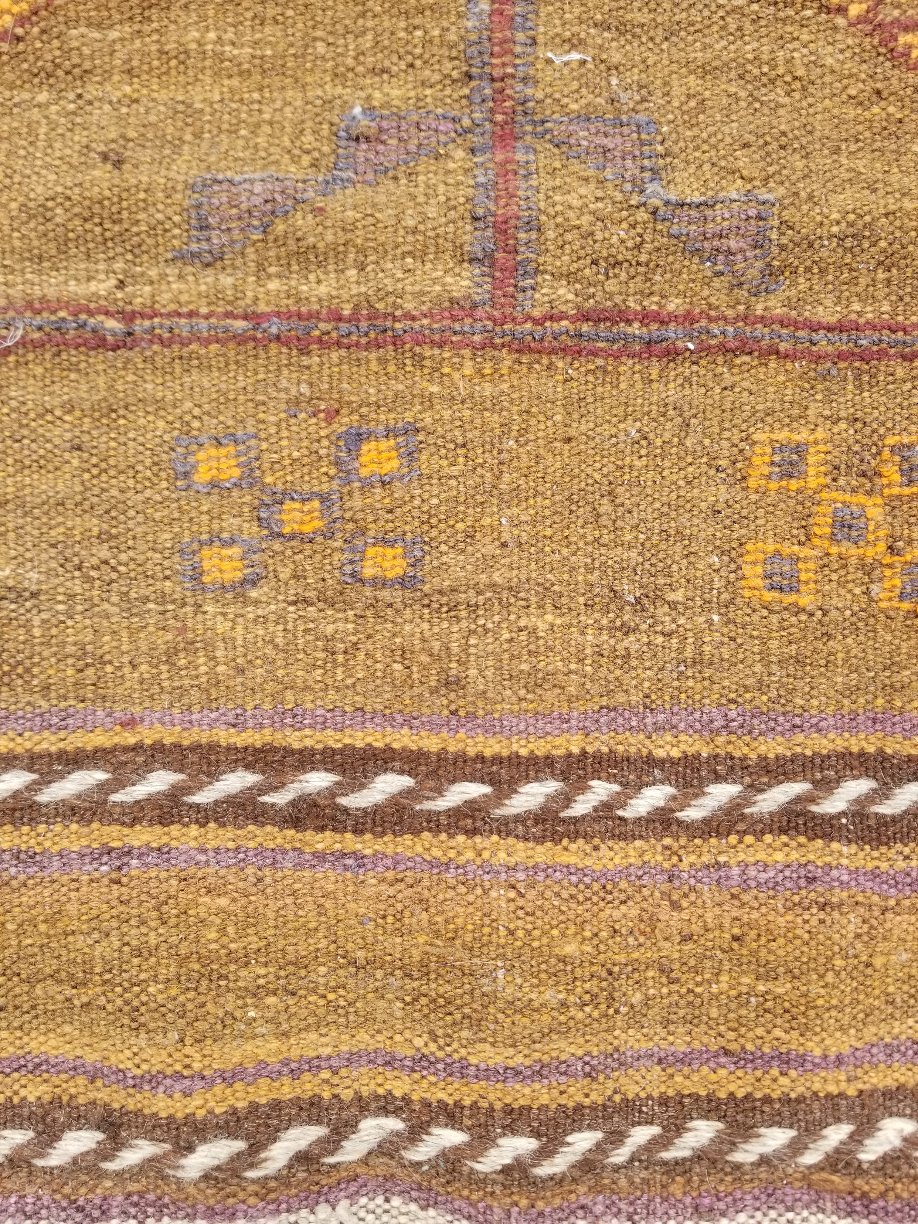Antique Traditional Handmade Moroccan Wool Multicolor Kilim 122x74cm