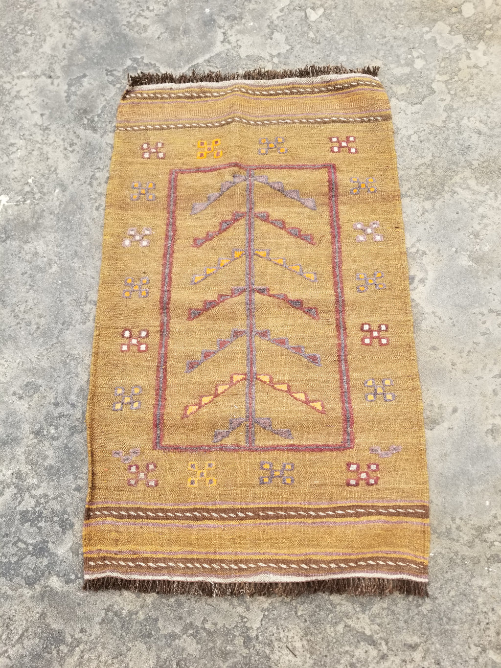 Antique Traditional Handmade Moroccan Wool Multicolor Kilim 122x74cm