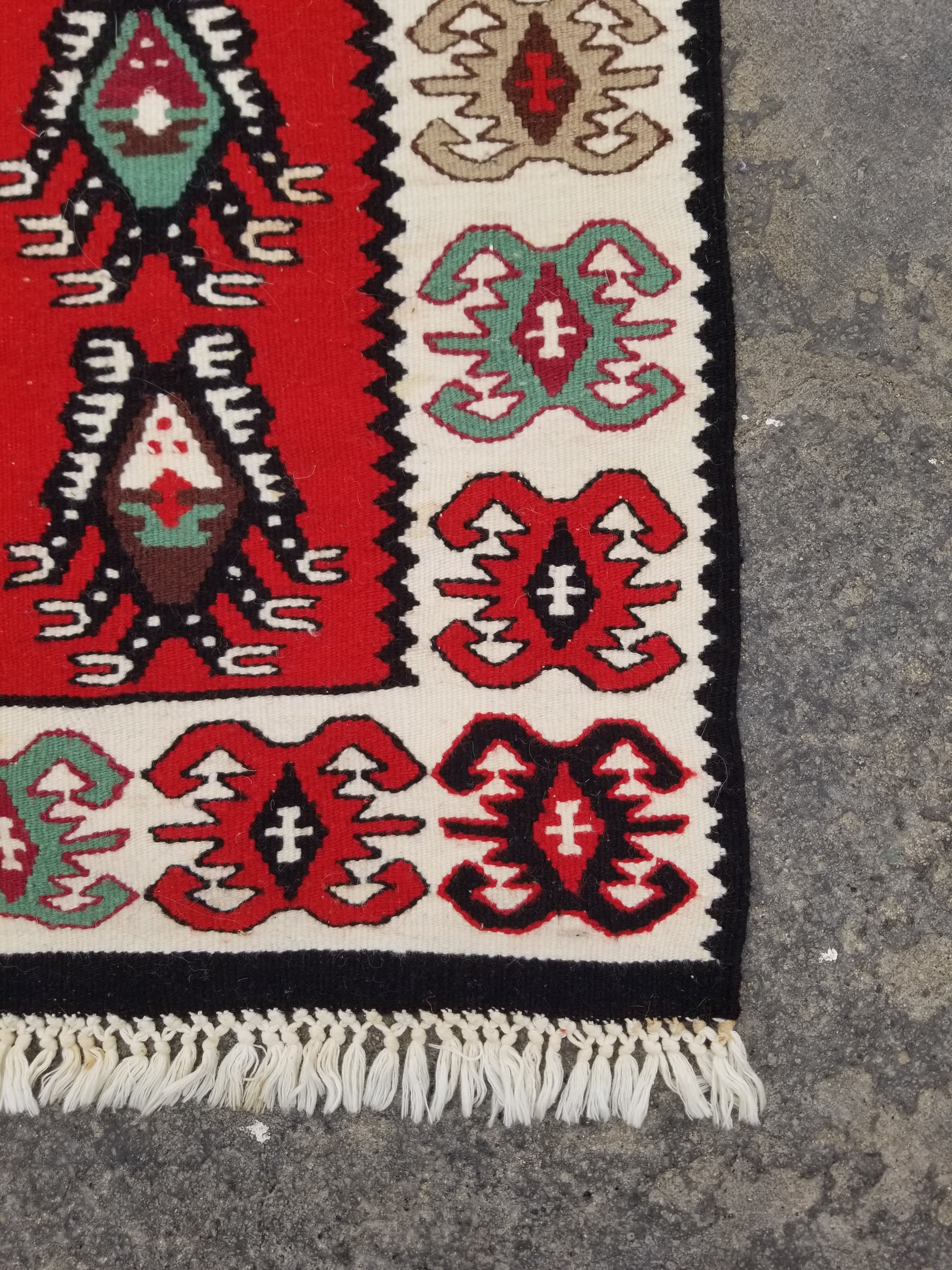 Vintage Traditional Handmade Turkish Wool Multicolor Kilim 117x58cm