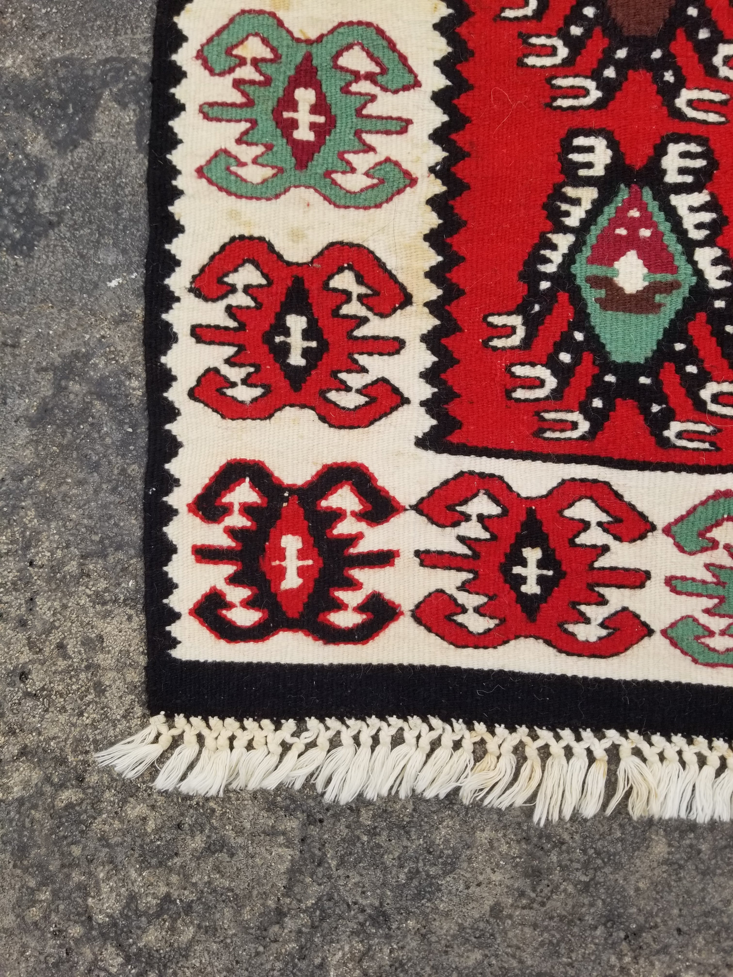 Vintage Traditional Handmade Turkish Wool Multicolor Kilim 117x58cm