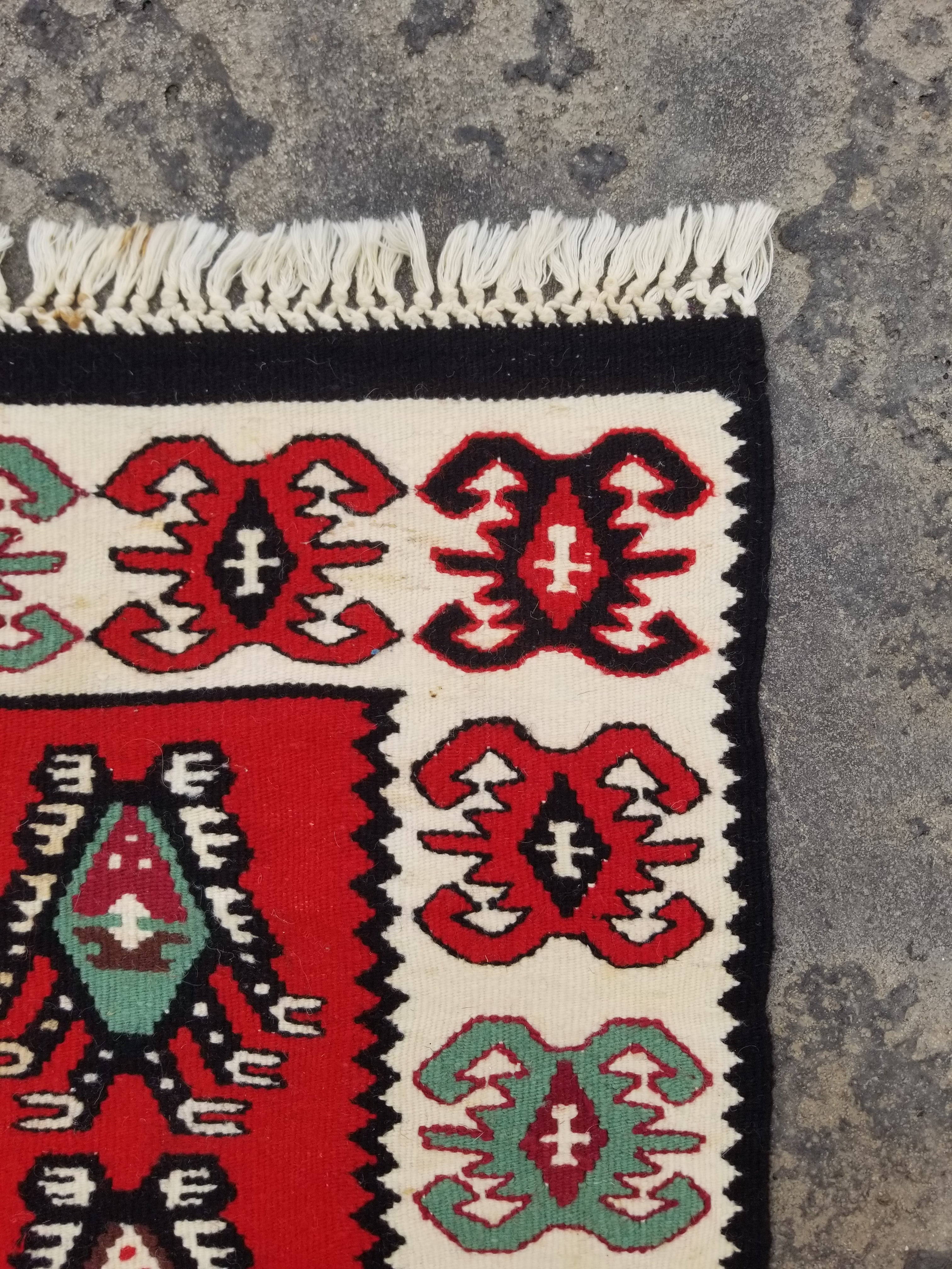 Vintage Traditional Handmade Turkish Wool Multicolor Kilim 117x58cm