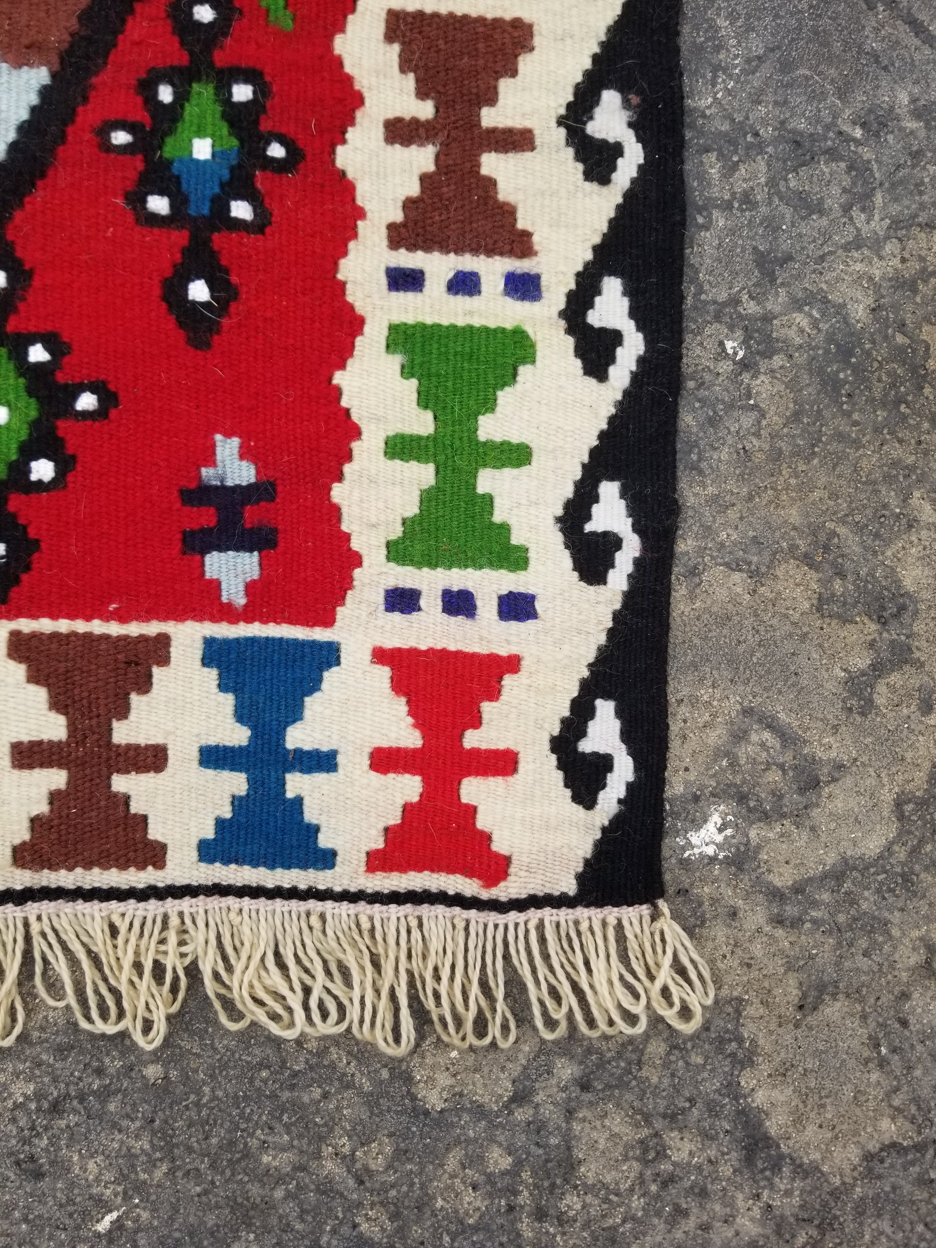 Vintage Traditional Handmade Turkish Wool Multicolor Kilim 102x48cm