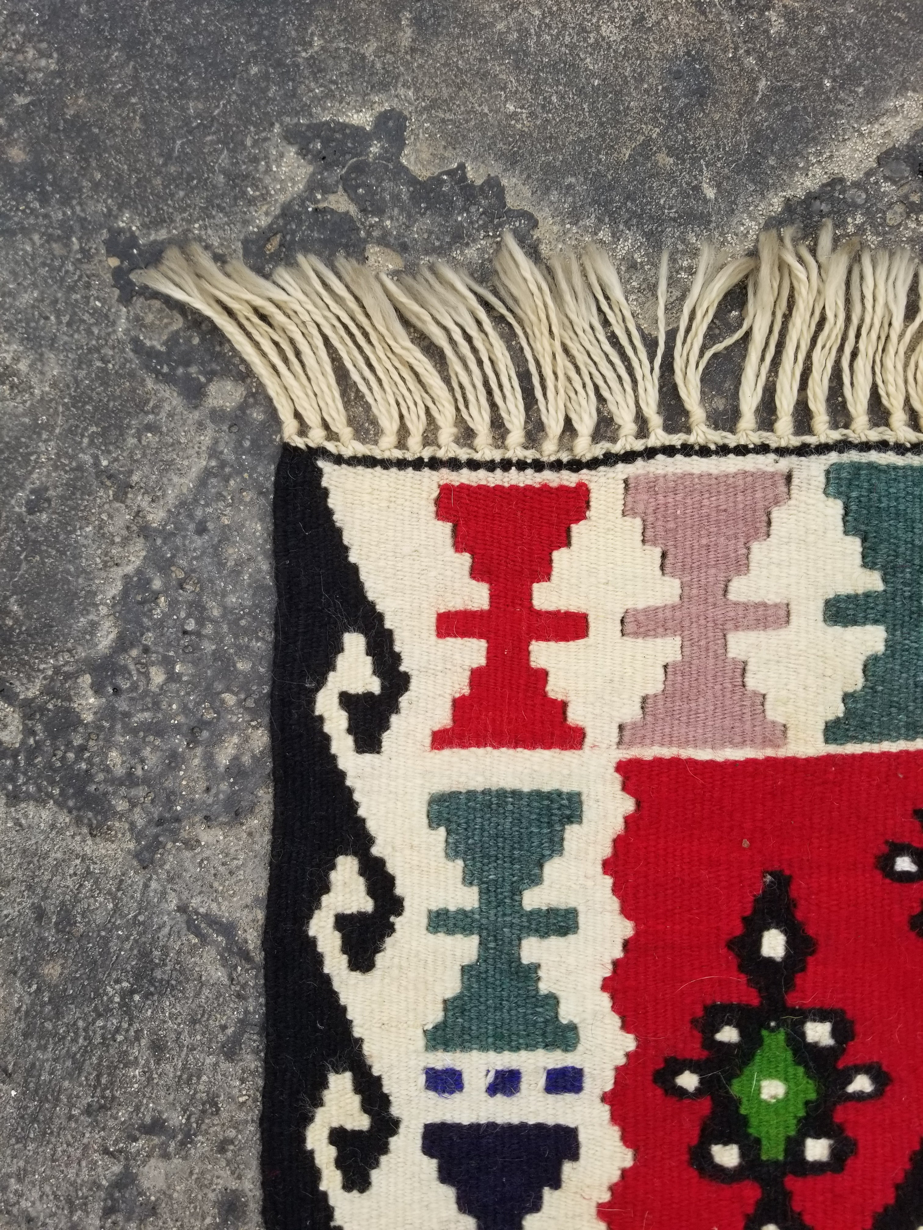 Vintage Traditional Handmade Turkish Wool Multicolor Kilim 102x48cm
