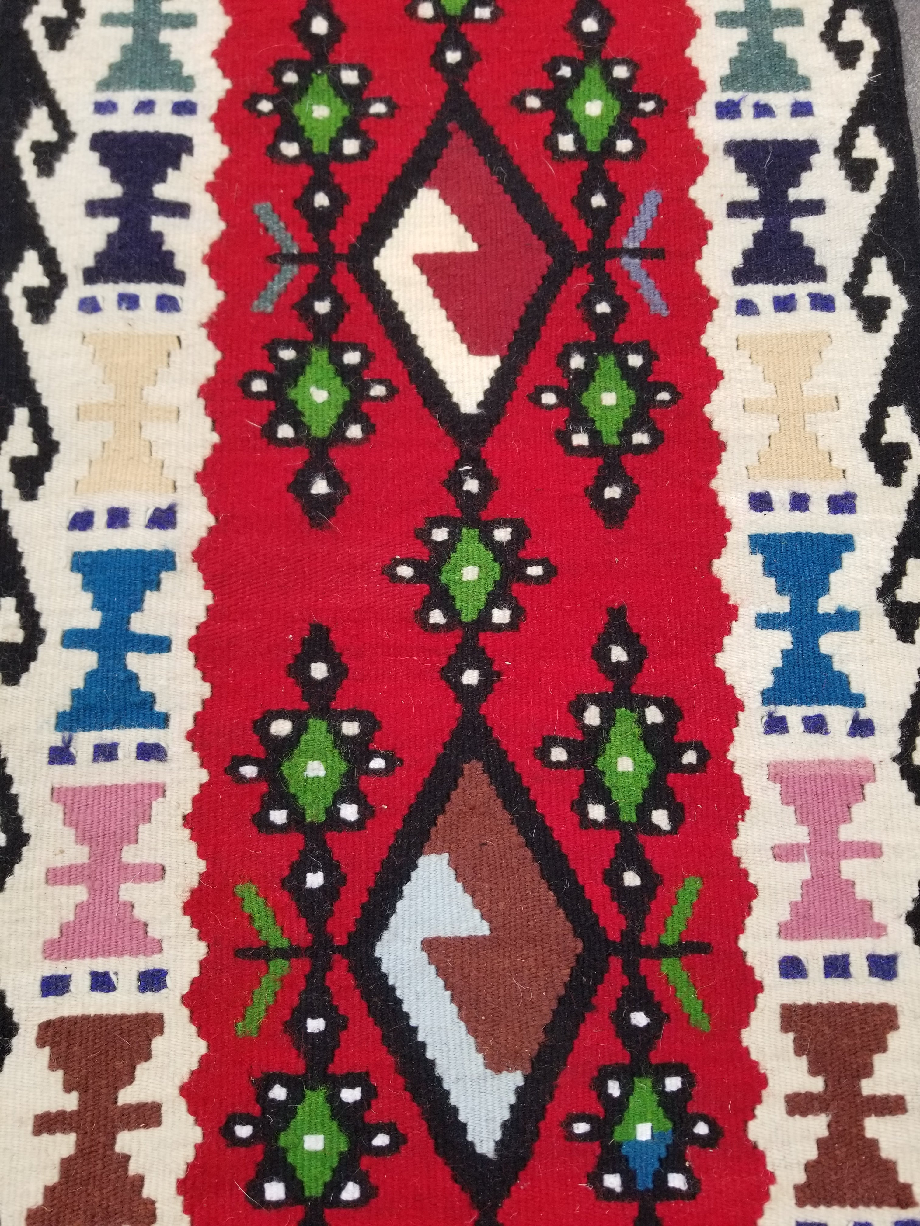 Vintage Traditional Handmade Turkish Wool Multicolor Kilim 102x48cm