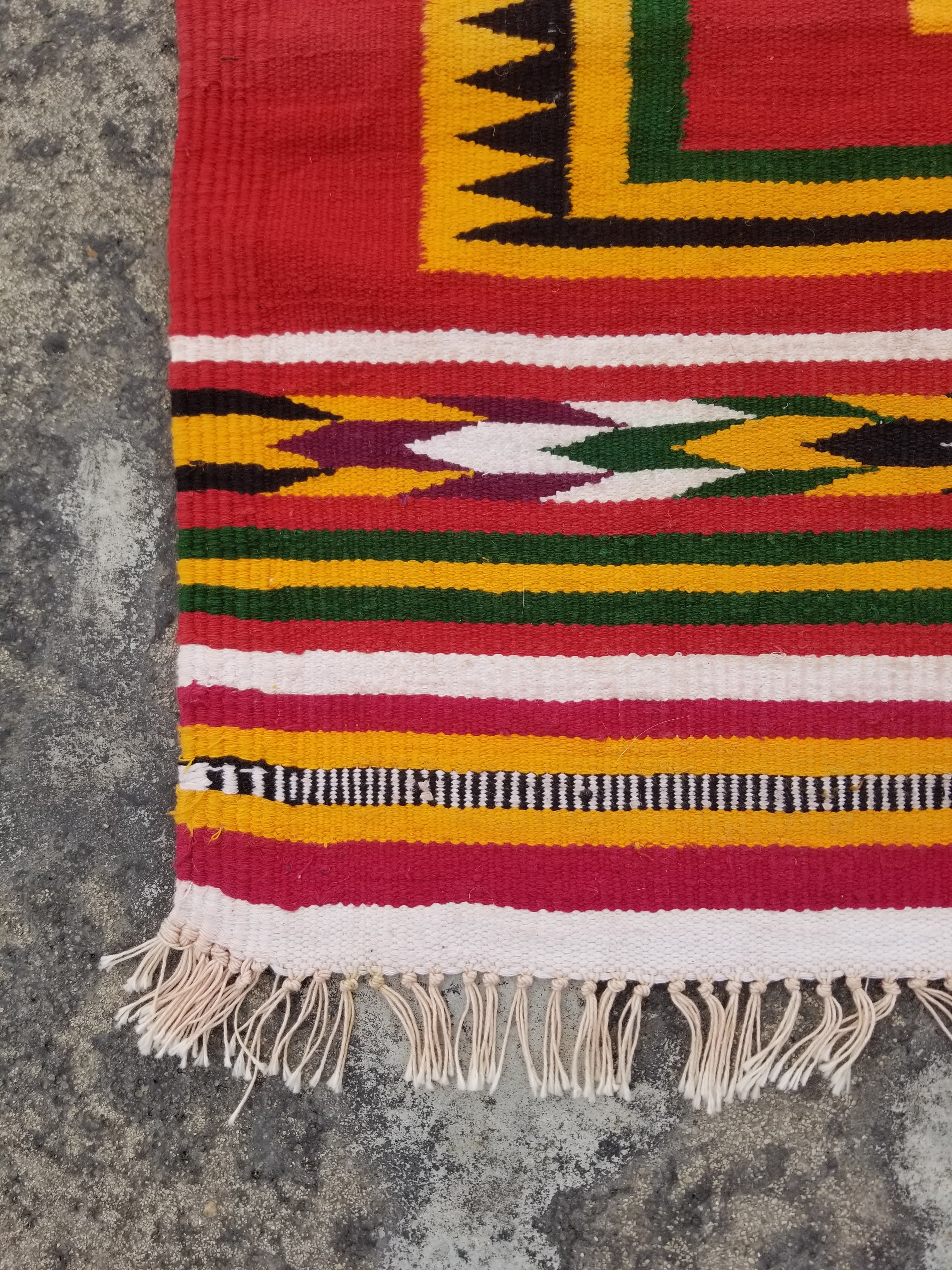 Vintage Traditional Handmade Geometric Pattern Wool Multicolor Kilim 117x58cm