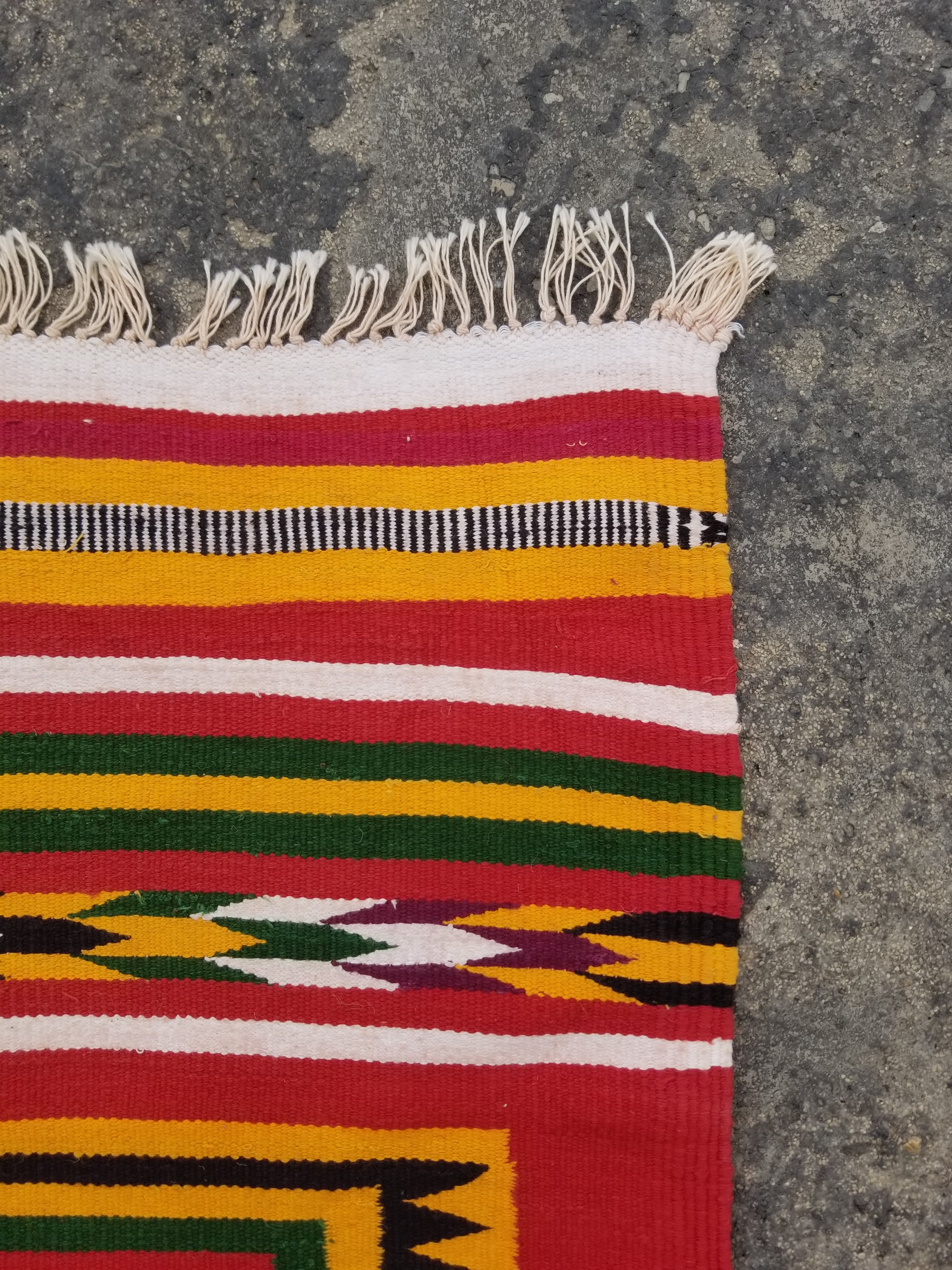 Vintage Traditional Handmade Geometric Pattern Wool Multicolor Kilim 117x58cm