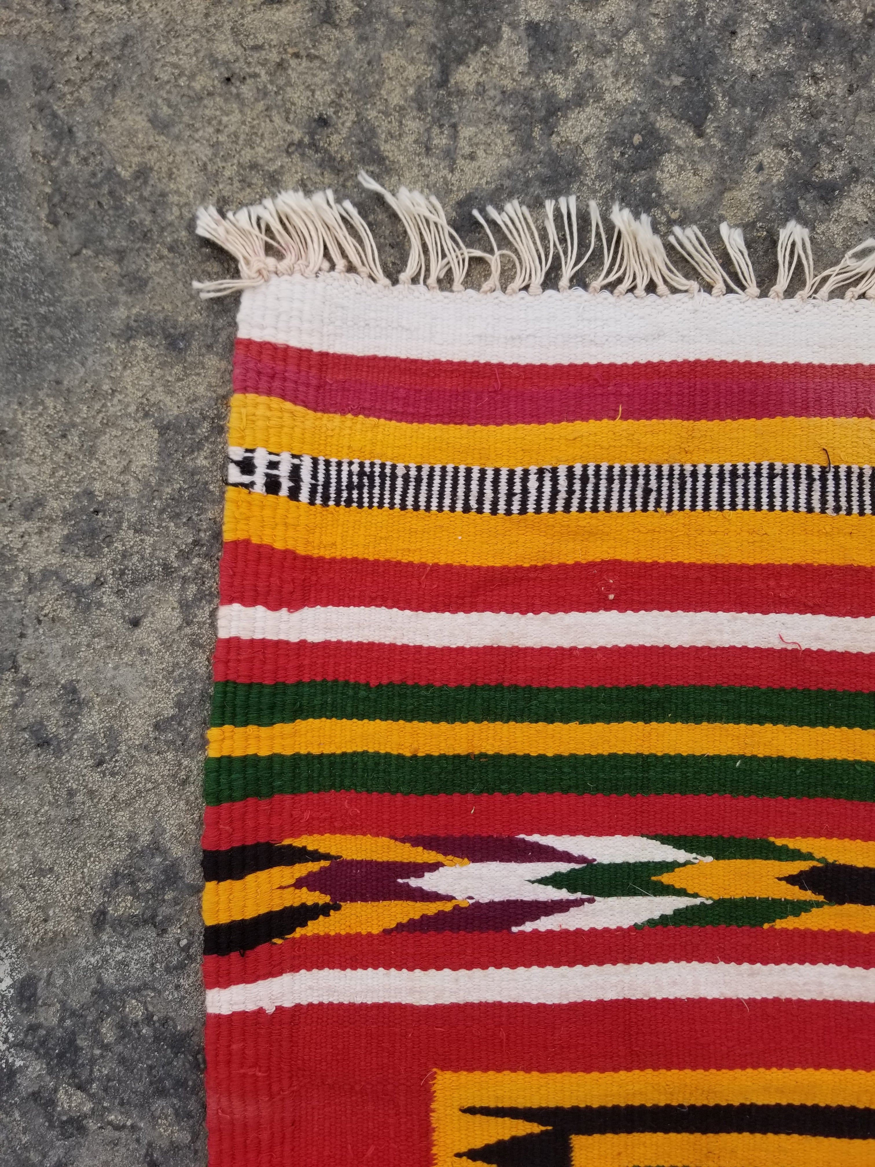 Vintage Traditional Handmade Geometric Pattern Wool Multicolor Kilim 117x58cm