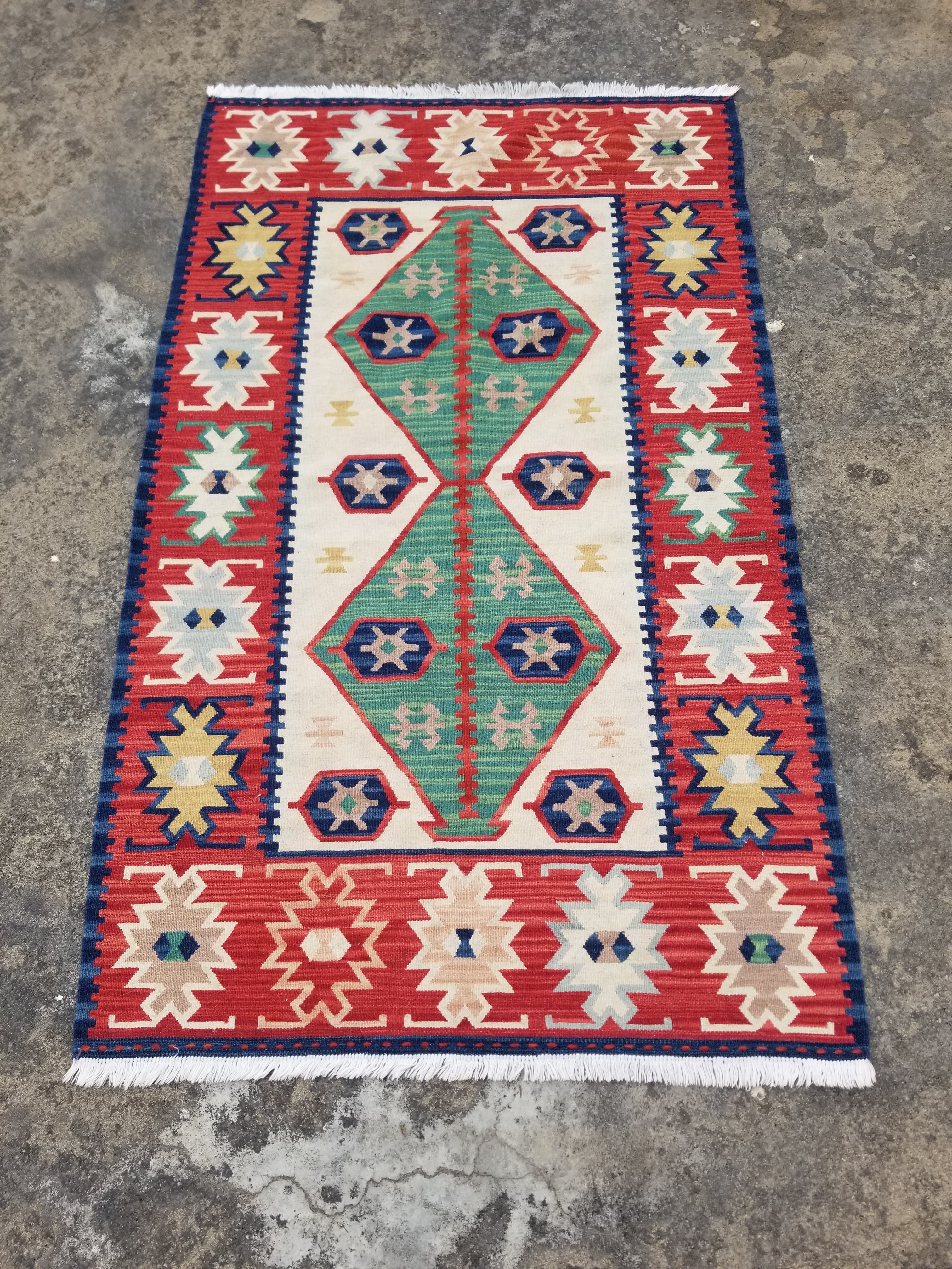 Vintage Traditional Handmade Turkish Anatolian Wool Multicolor Kilim 157x91cm