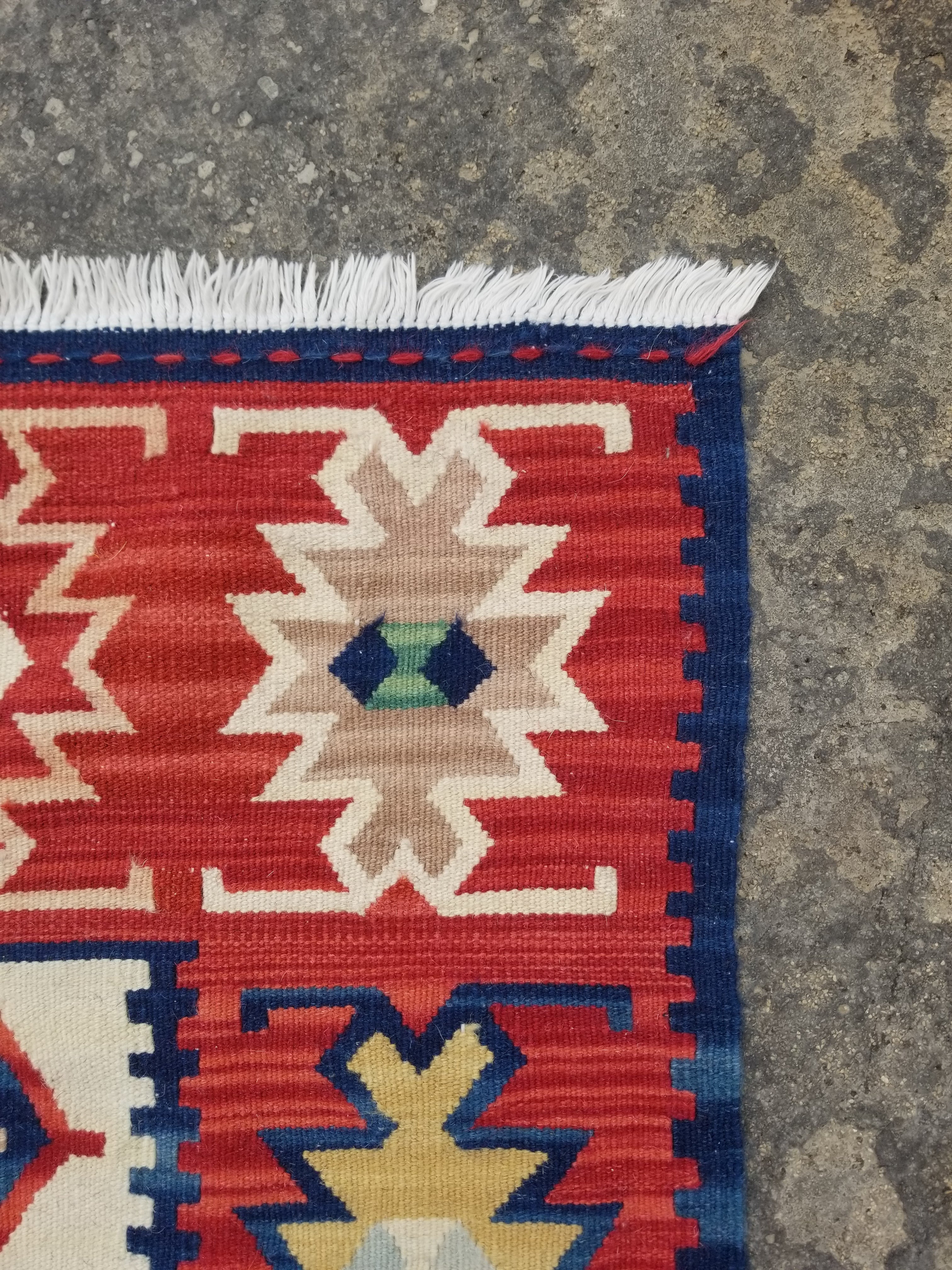 Vintage Traditional Handmade Turkish Anatolian Wool Multicolor Kilim 157x91cm