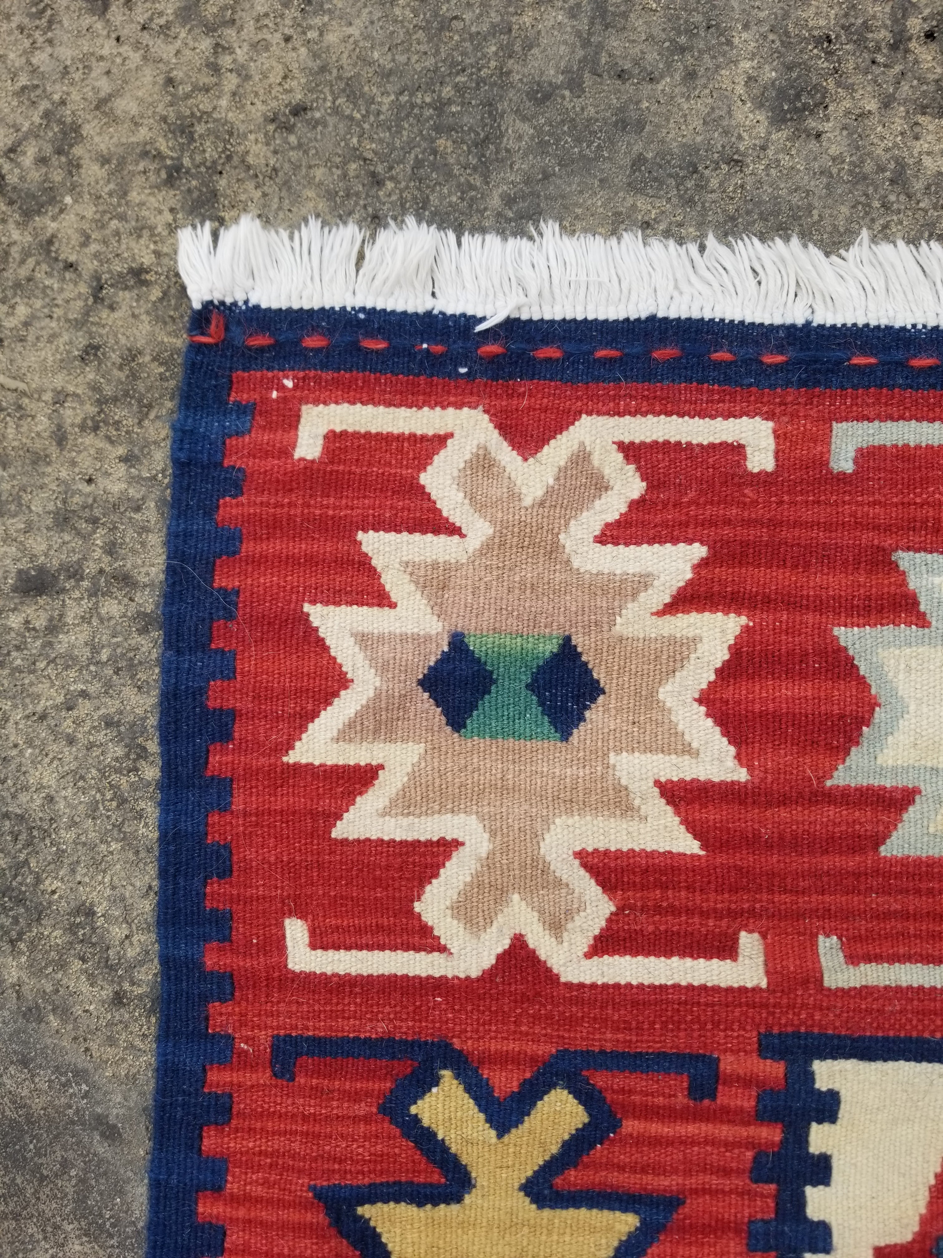 Vintage Traditional Handmade Turkish Anatolian Wool Multicolor Kilim 157x91cm