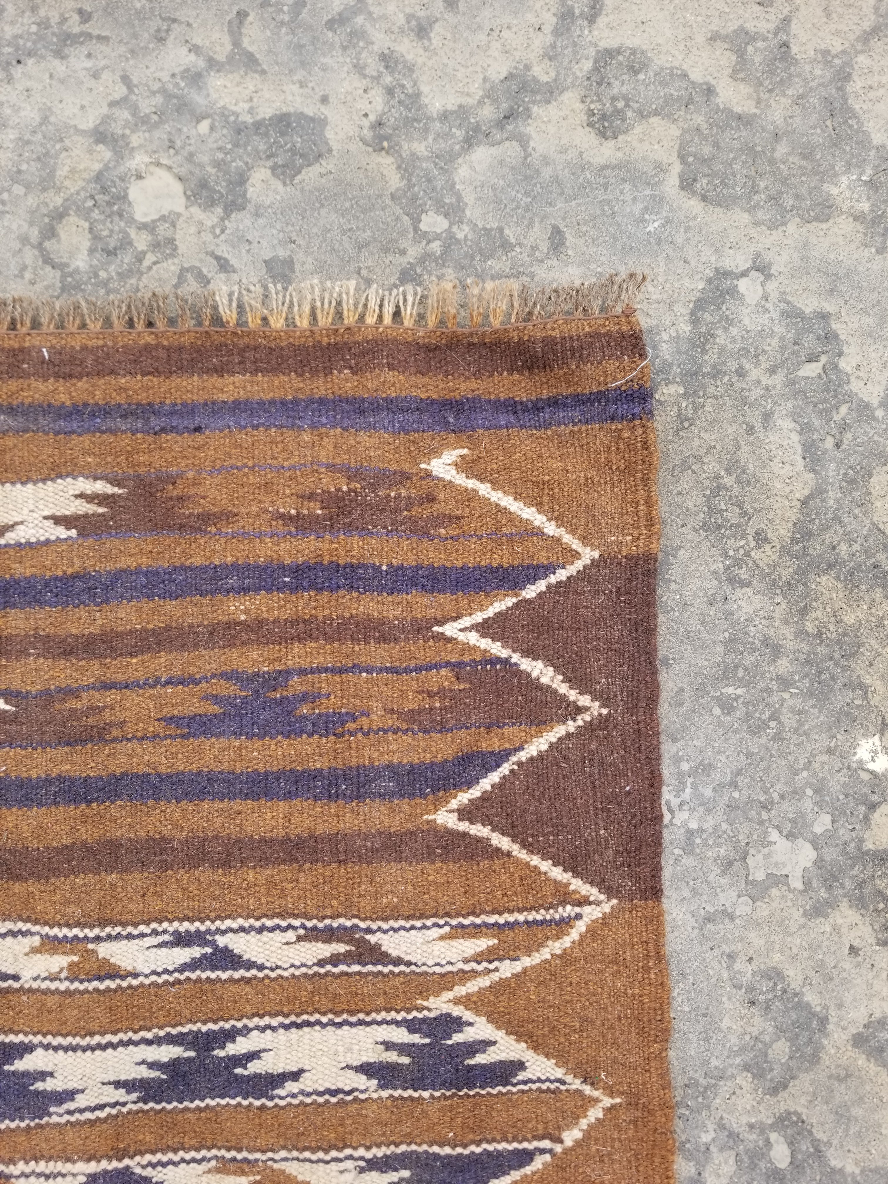 Vintage Handmade Nomadic Turkoman Kashgar Wool Multicolor Kilim 191x97cm
