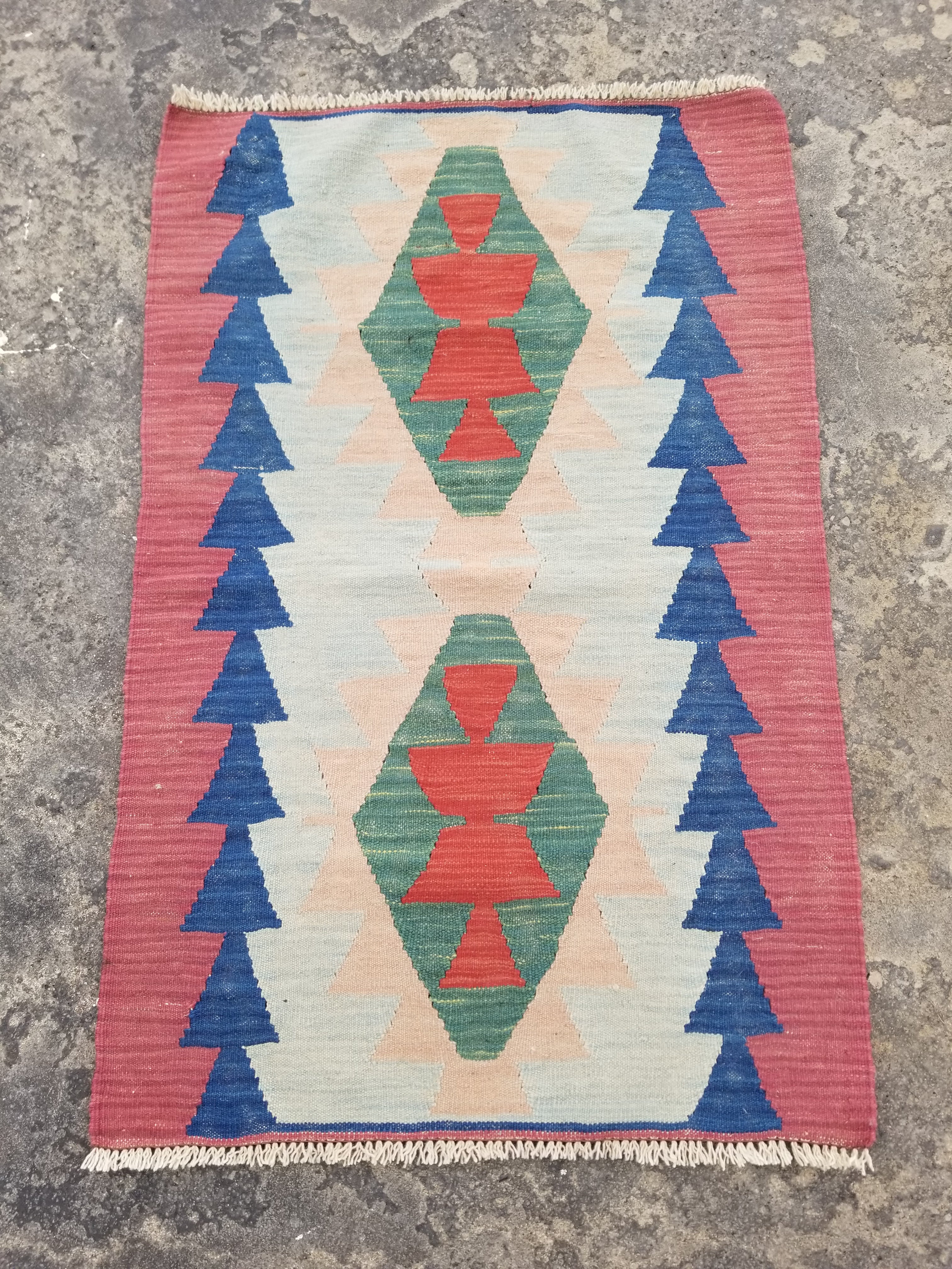 Vintage Traditional Handmade Turkish Wool Multicolor Kilim 109x71cm