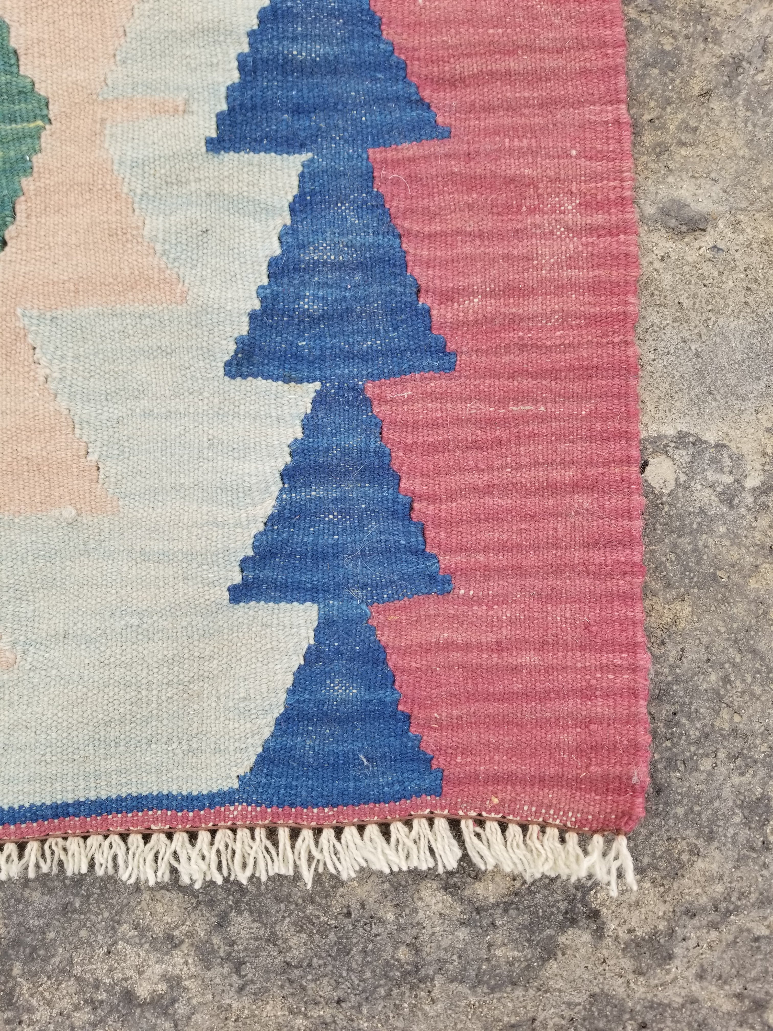 Vintage Traditional Handmade Turkish Wool Multicolor Kilim 109x71cm