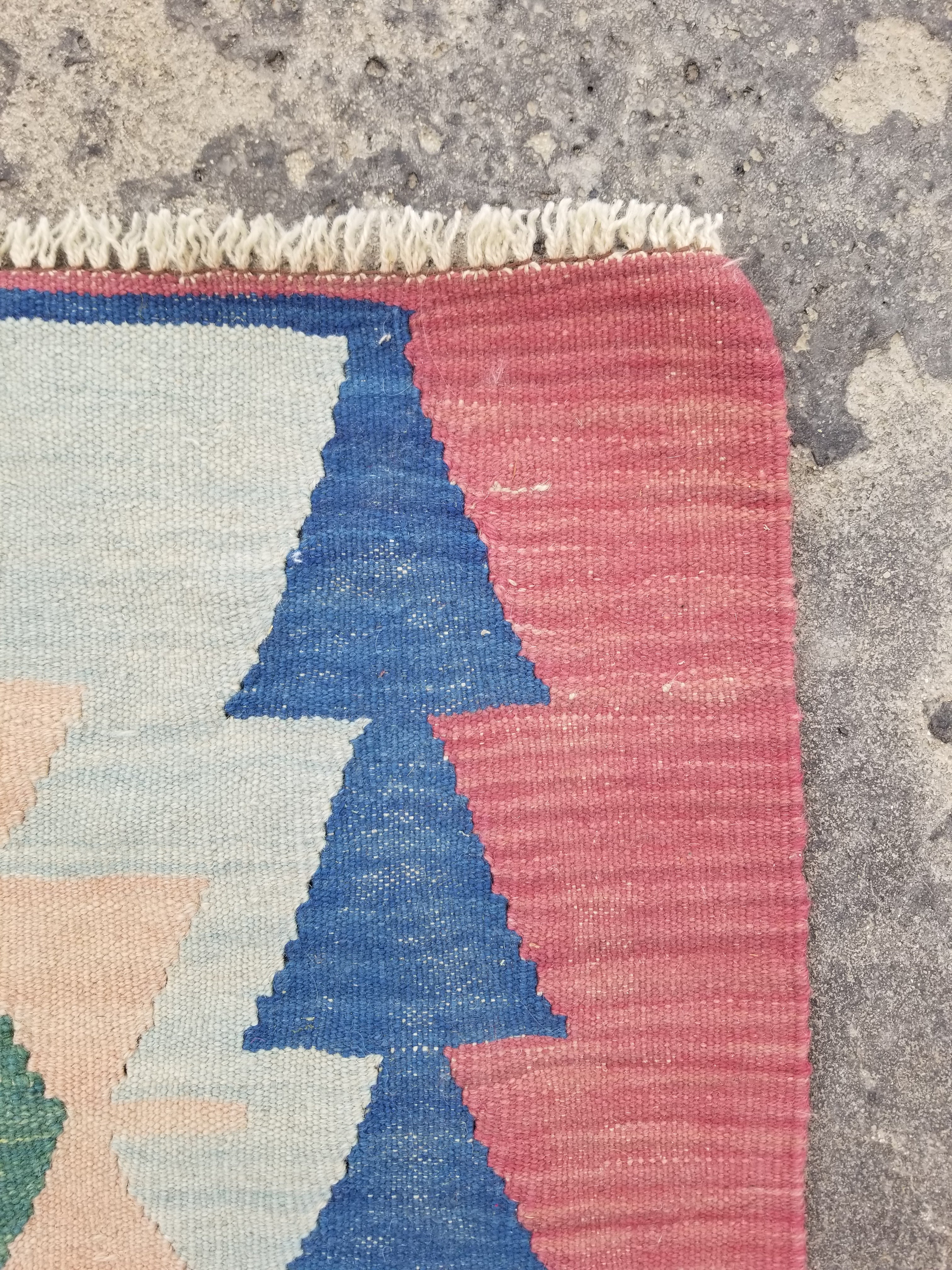 Vintage Traditional Handmade Turkish Wool Multicolor Kilim 109x71cm