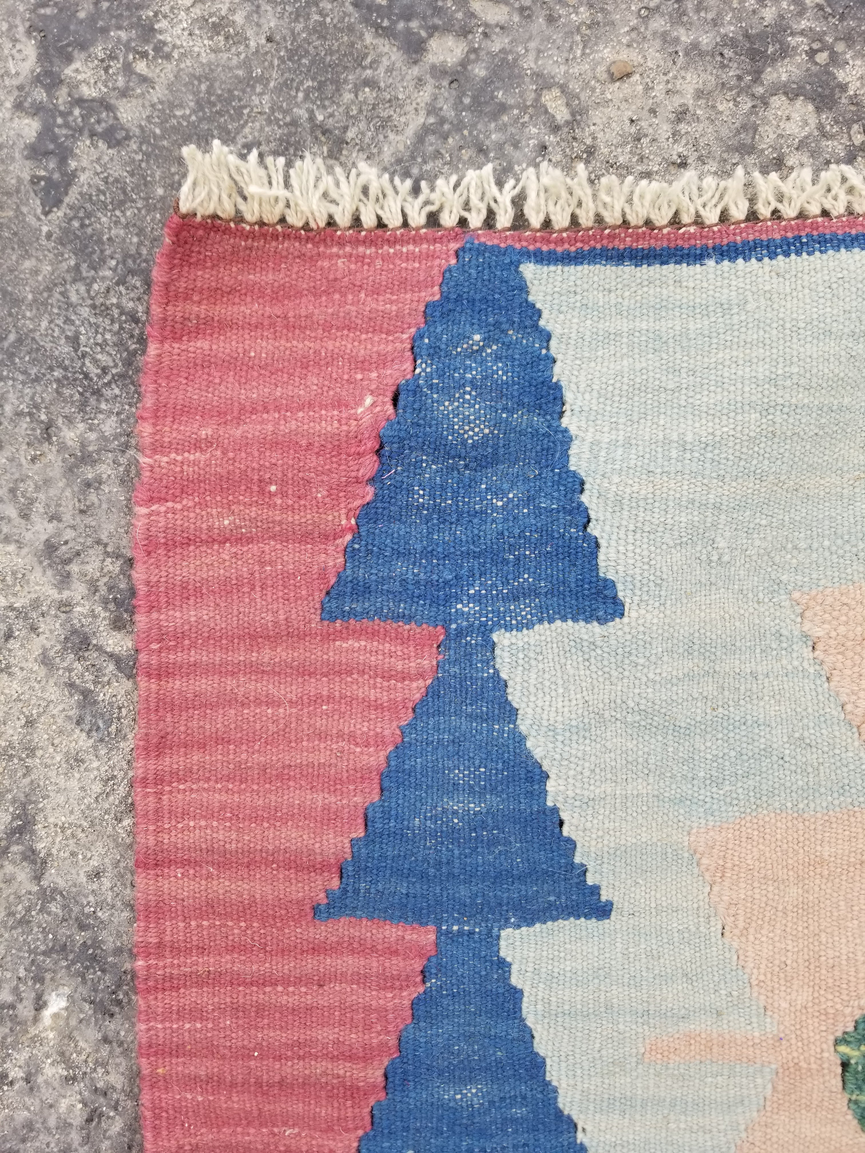 Vintage Traditional Handmade Turkish Wool Multicolor Kilim 109x71cm