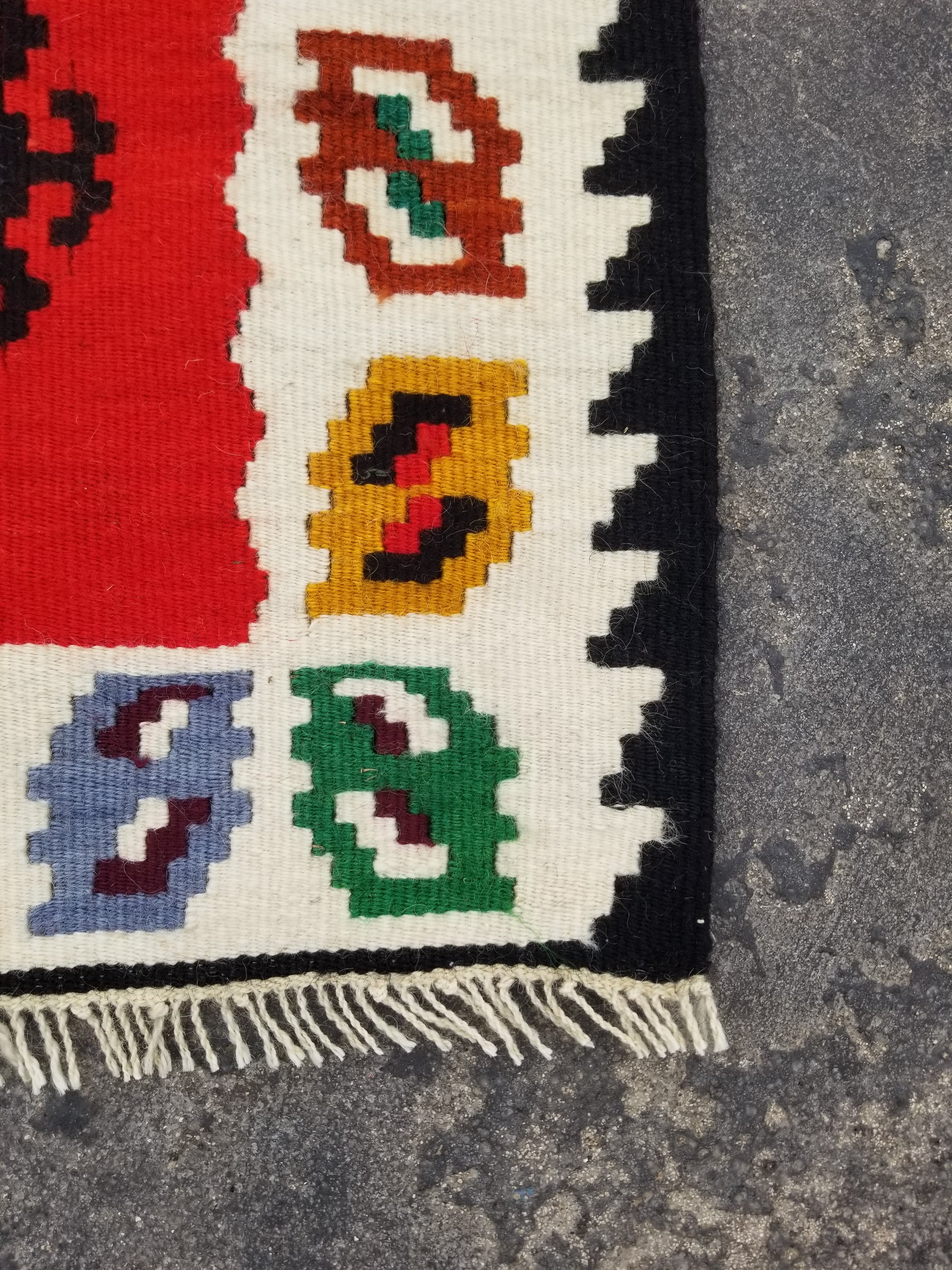 Vintage Traditional Handmade Turkish Wool Multicolor Kilim Runner 201x51cm