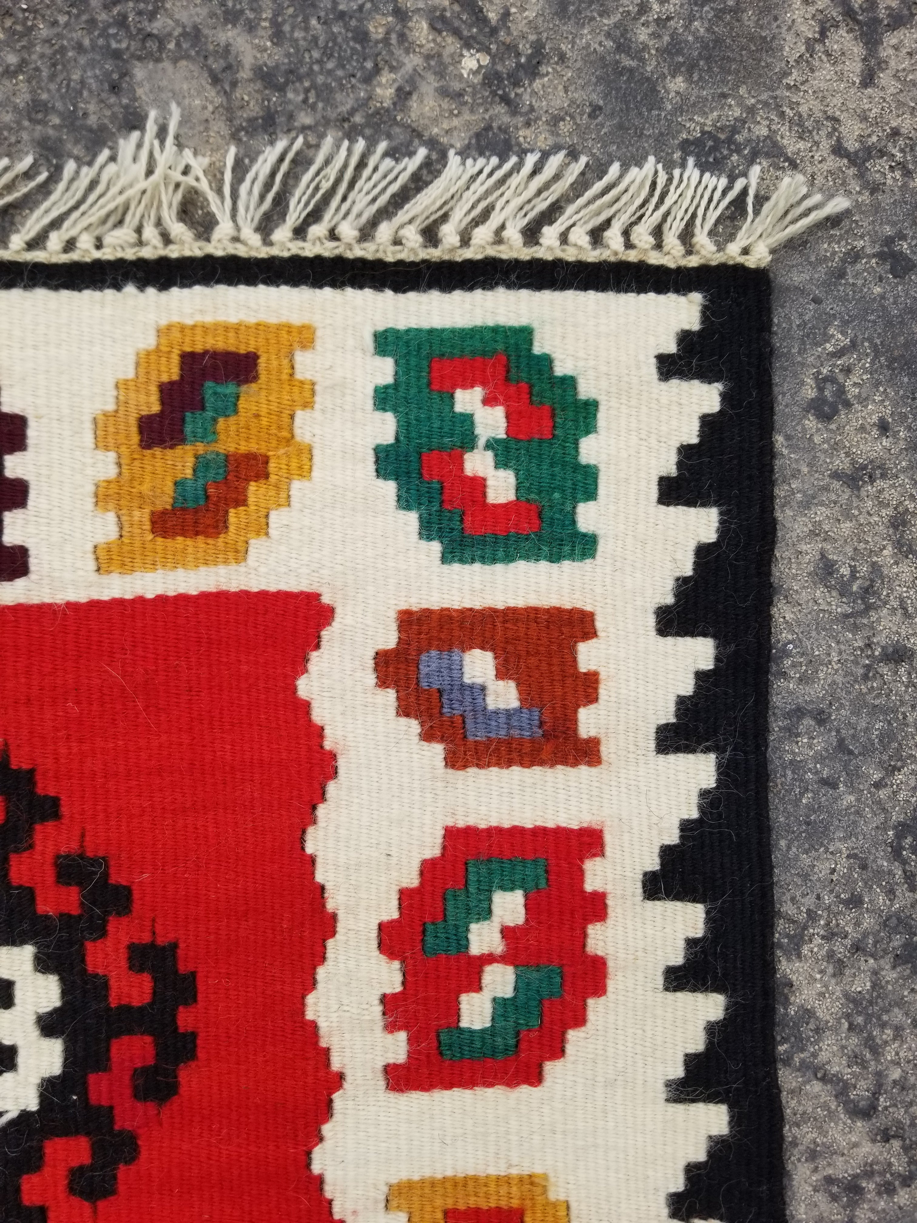 Vintage Traditional Handmade Turkish Wool Multicolor Kilim Runner 201x51cm