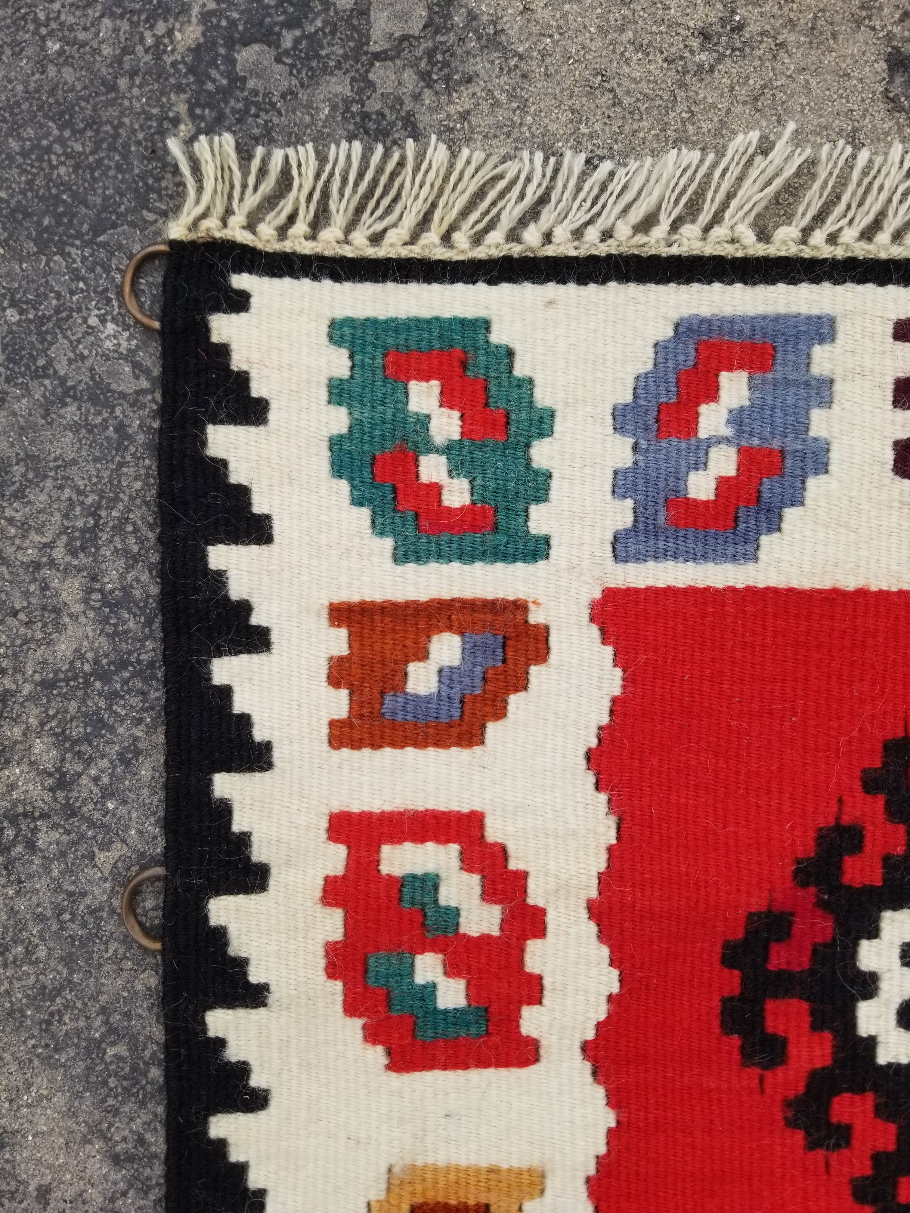 Vintage Traditional Handmade Turkish Wool Multicolor Kilim Runner 201x51cm
