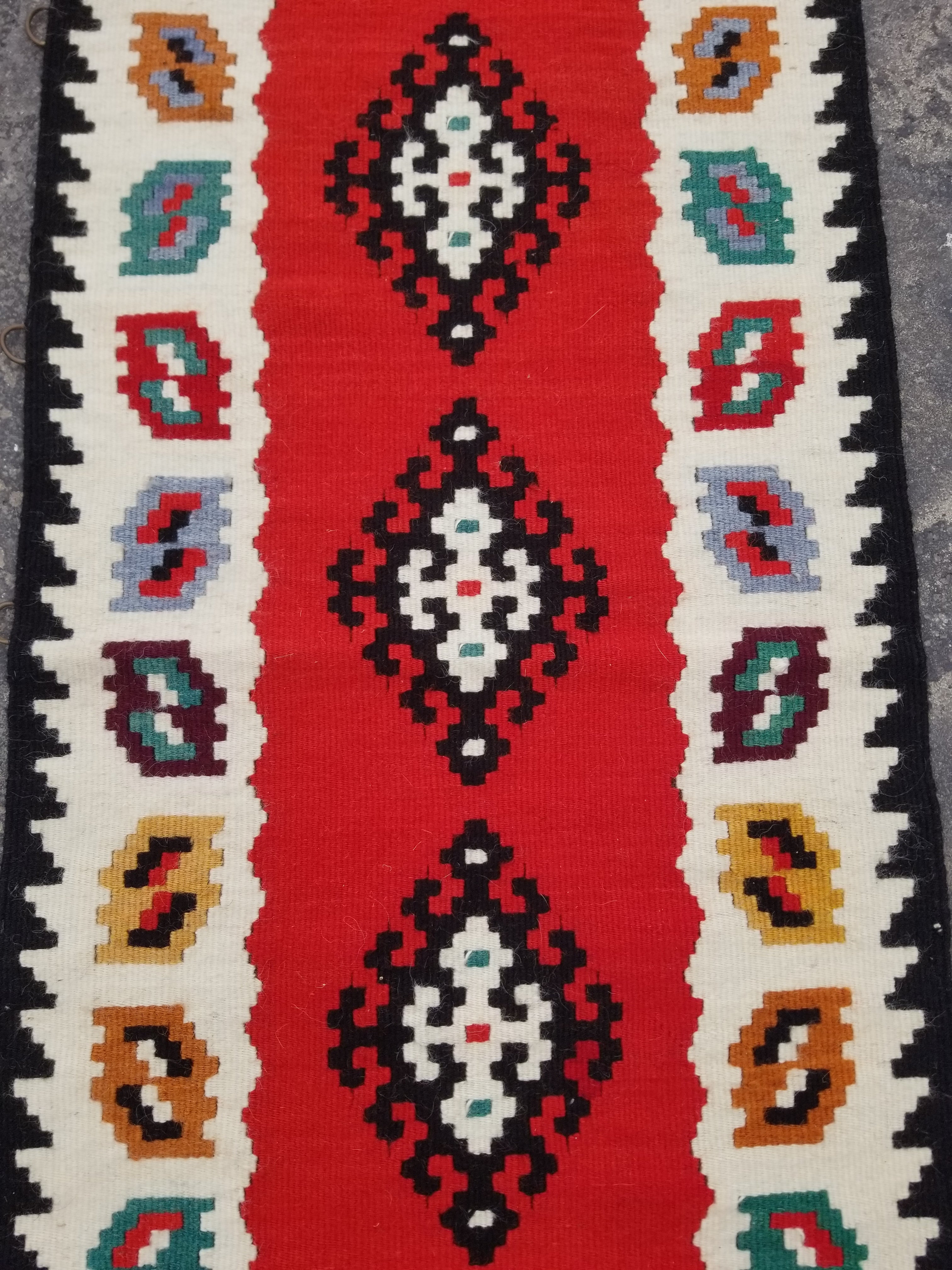 Vintage Traditional Handmade Turkish Wool Multicolor Kilim Runner 201x51cm