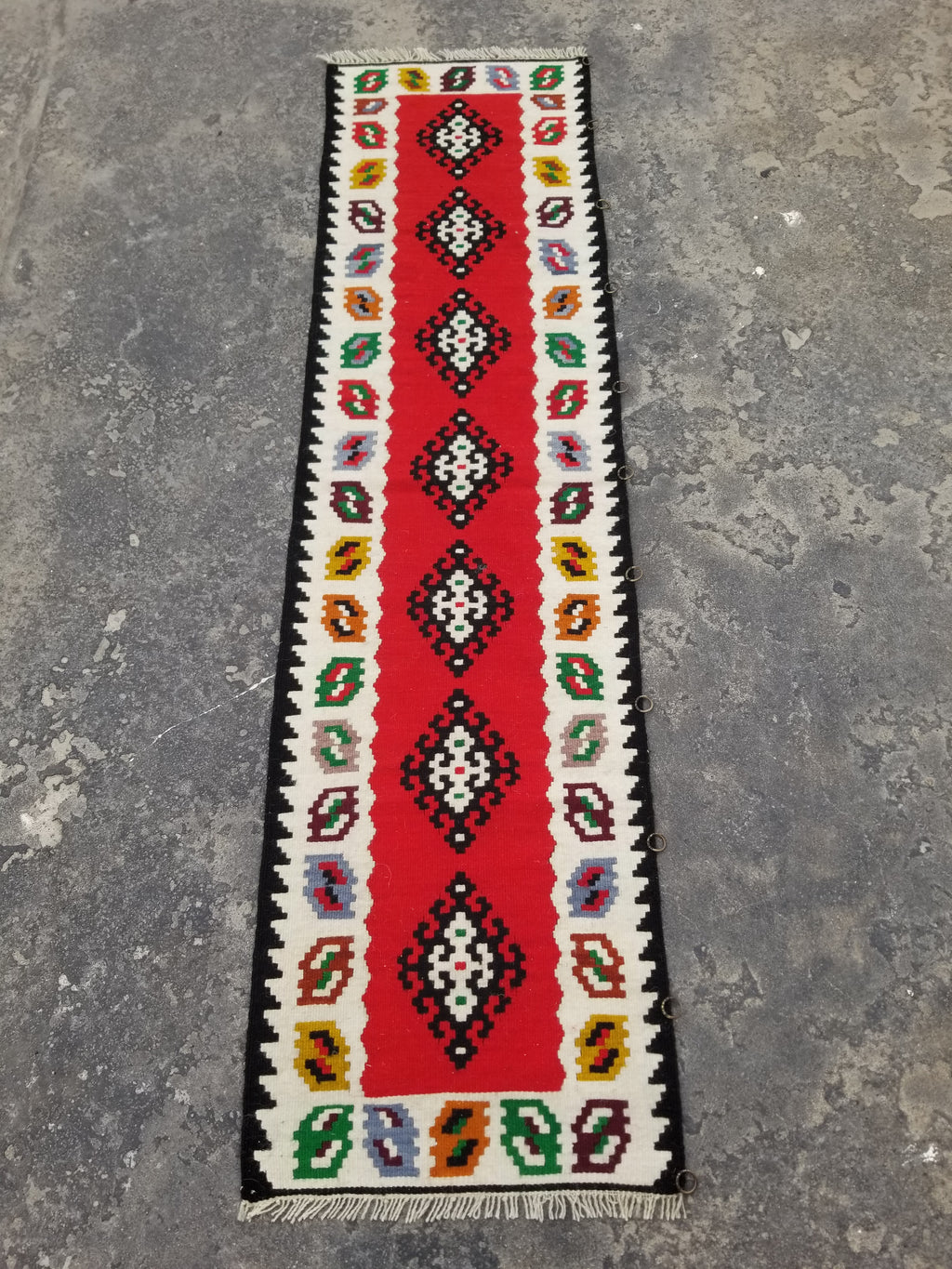 Vintage Traditional Handmade Turkish Wool Multicolor Kilim Runner 201x51cm