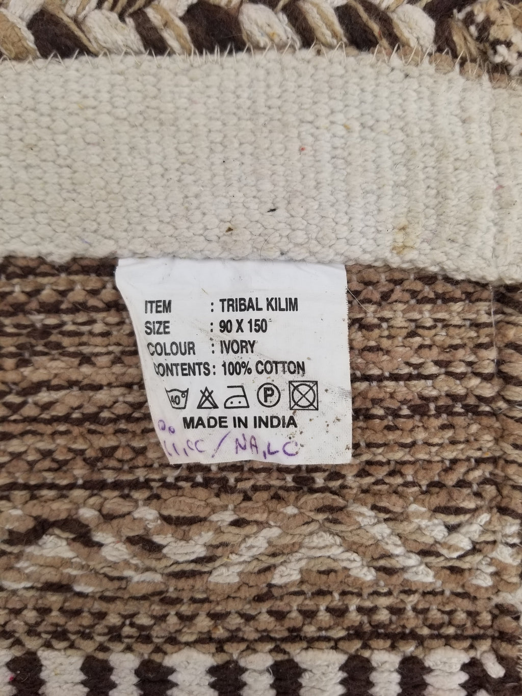 Vintage Traditional Handmade Bohemian Tribal Inspired Cotton Kilim Rug 150x86cm