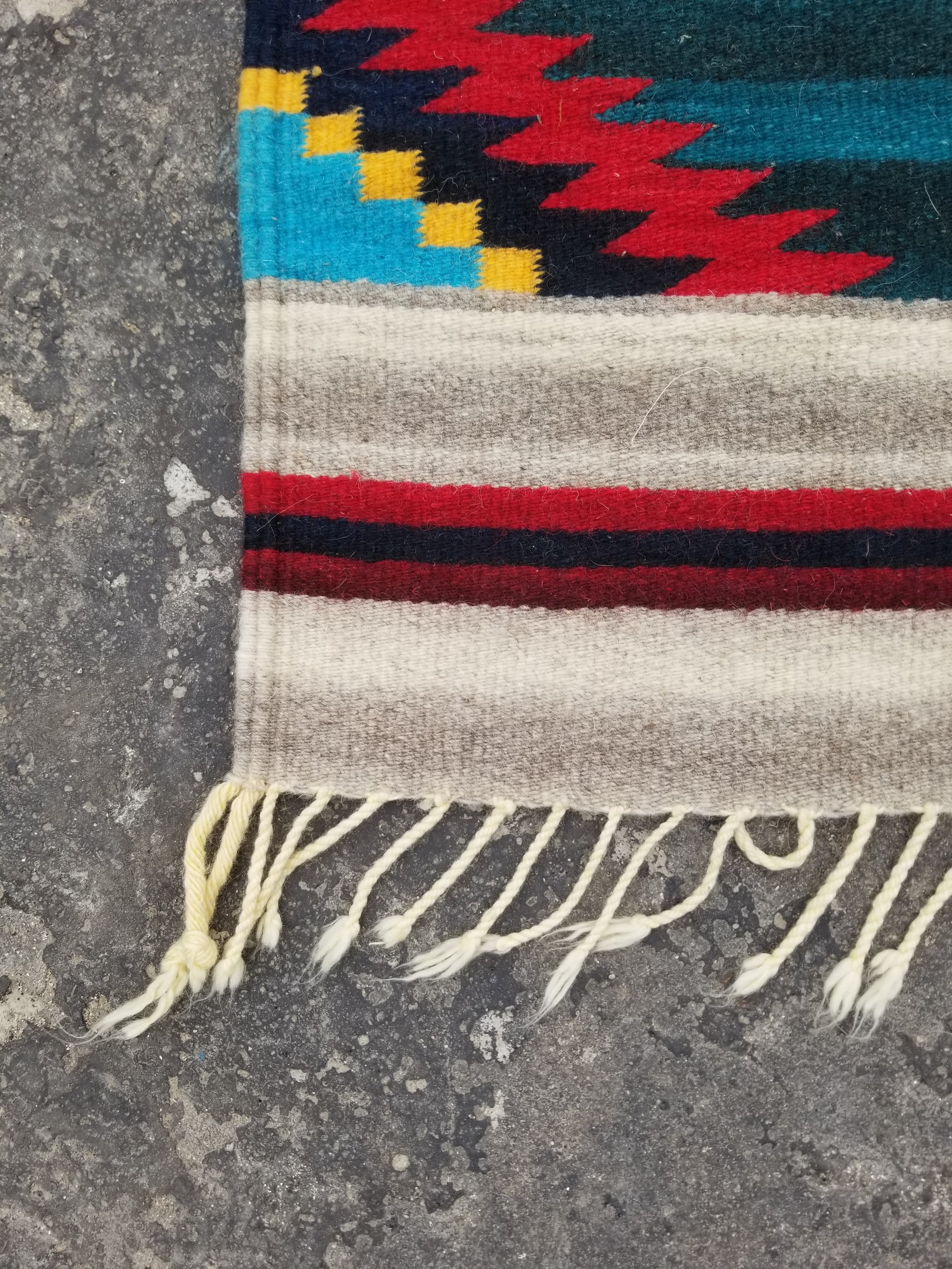 Vintage Handmade Southwestern Zapotec Style Wool Multicolor Kilim 152x74cm