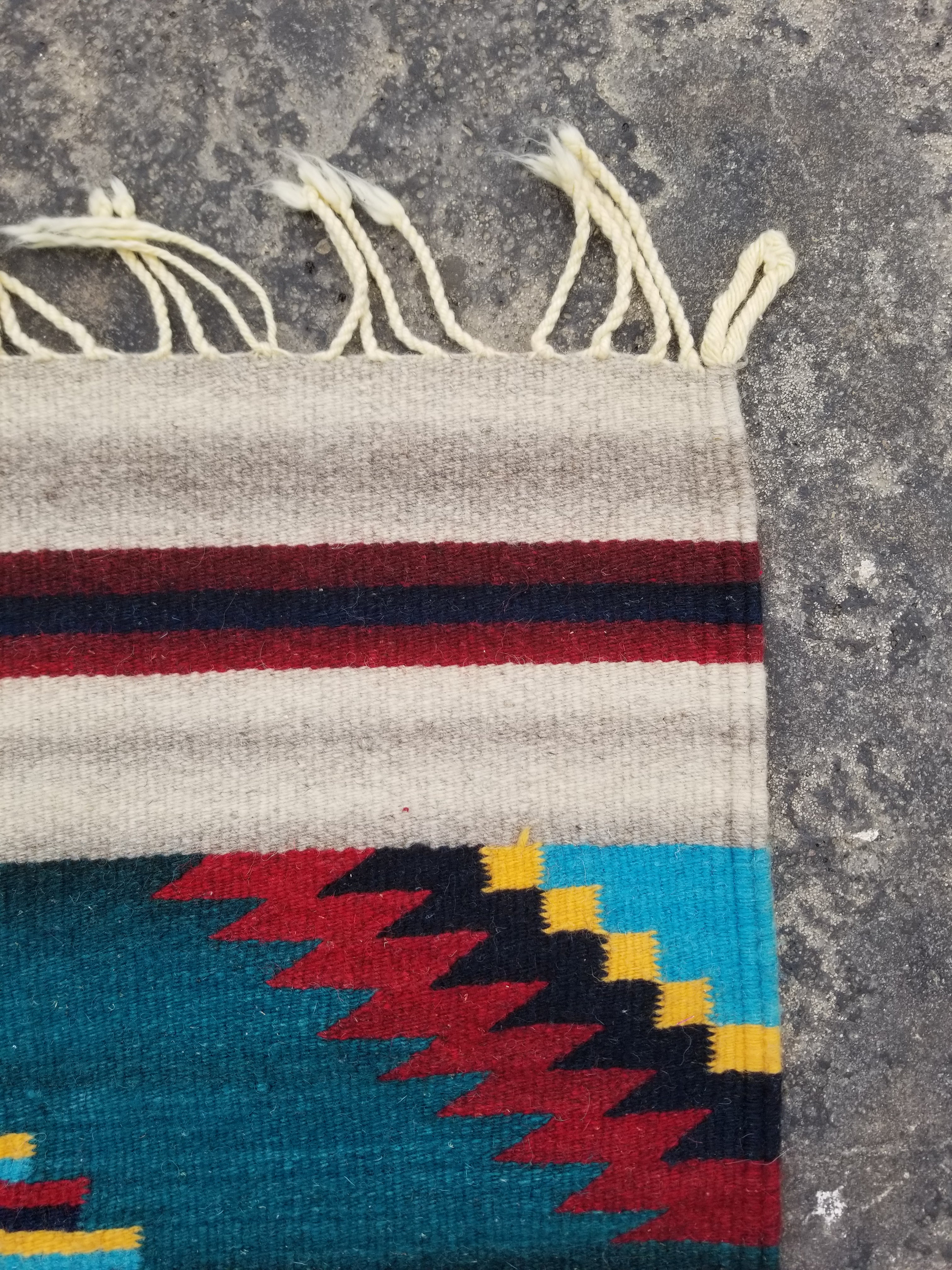 Vintage Handmade Southwestern Zapotec Style Wool Multicolor Kilim 152x74cm