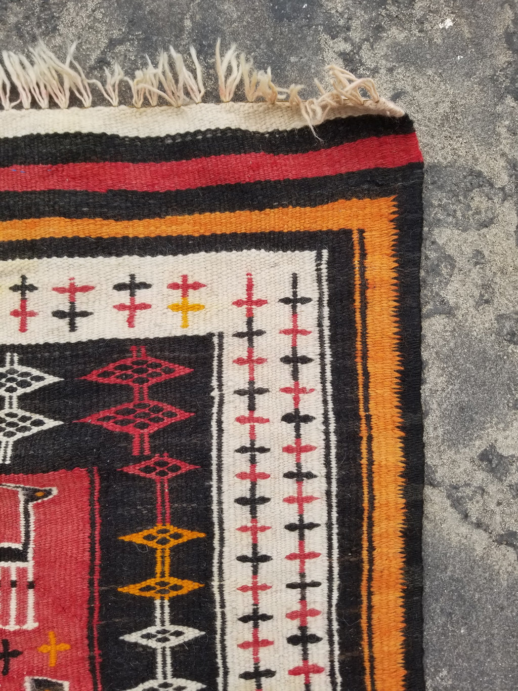Antique Traditional Handmade Moroccan Berber Wool Multicolor Kilim 97x69cm