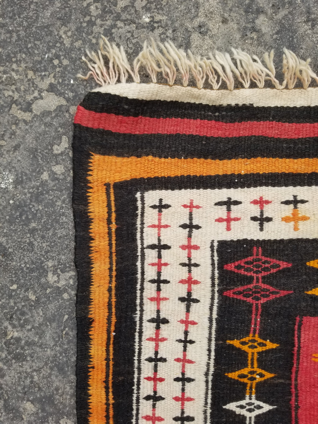 Antique Traditional Handmade Moroccan Berber Wool Multicolor Kilim 97x69cm
