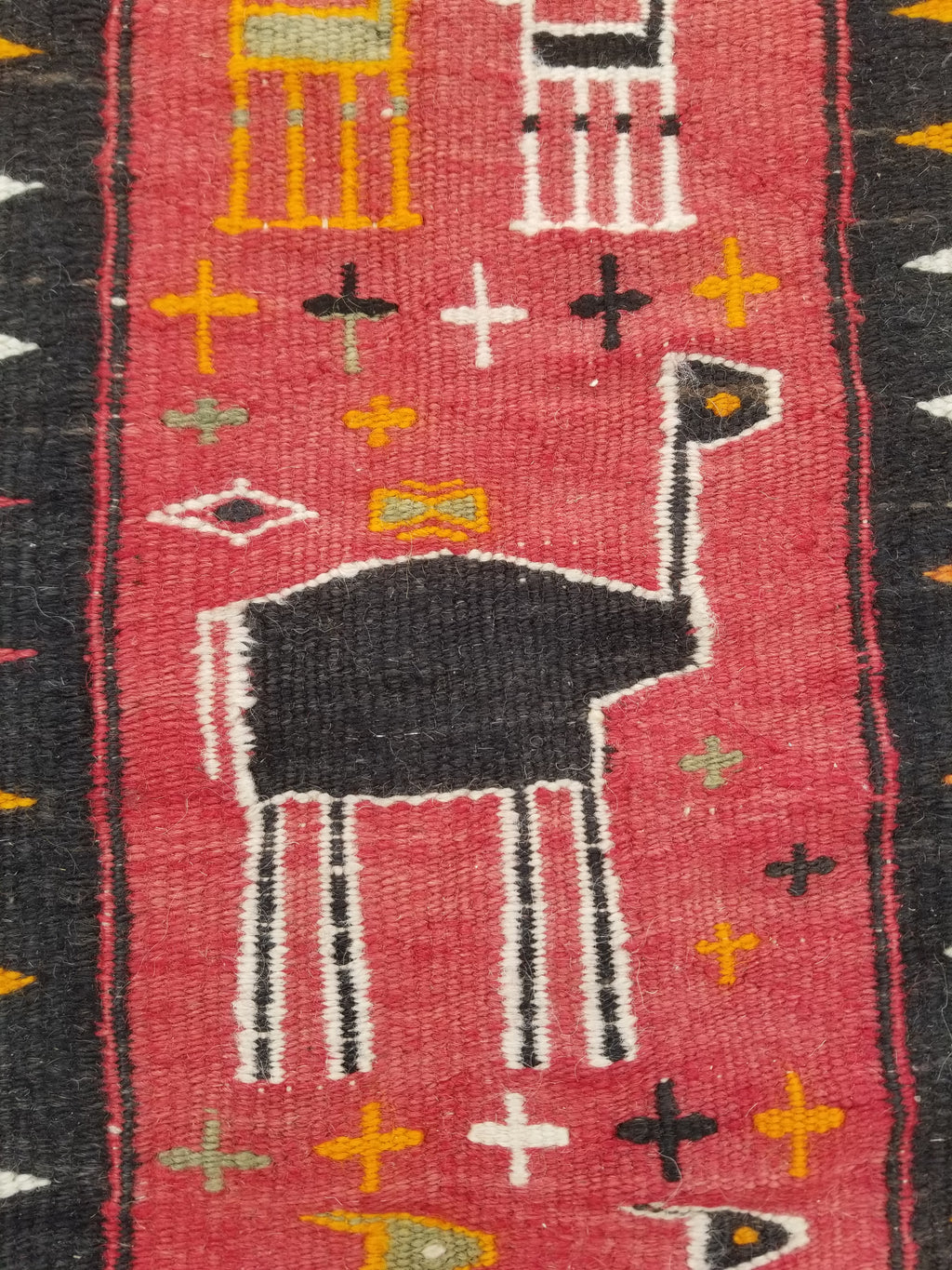 Antique Traditional Handmade Moroccan Berber Wool Multicolor Kilim 97x69cm