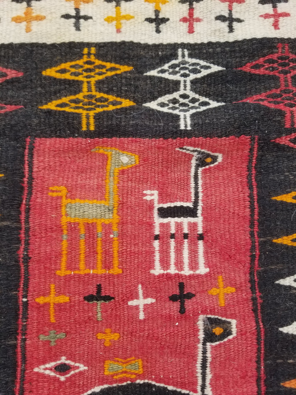Antique Traditional Handmade Moroccan Berber Wool Multicolor Kilim 97x69cm