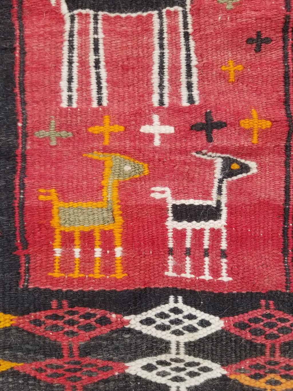 Antique Traditional Handmade Moroccan Berber Wool Multicolor Kilim 97x69cm