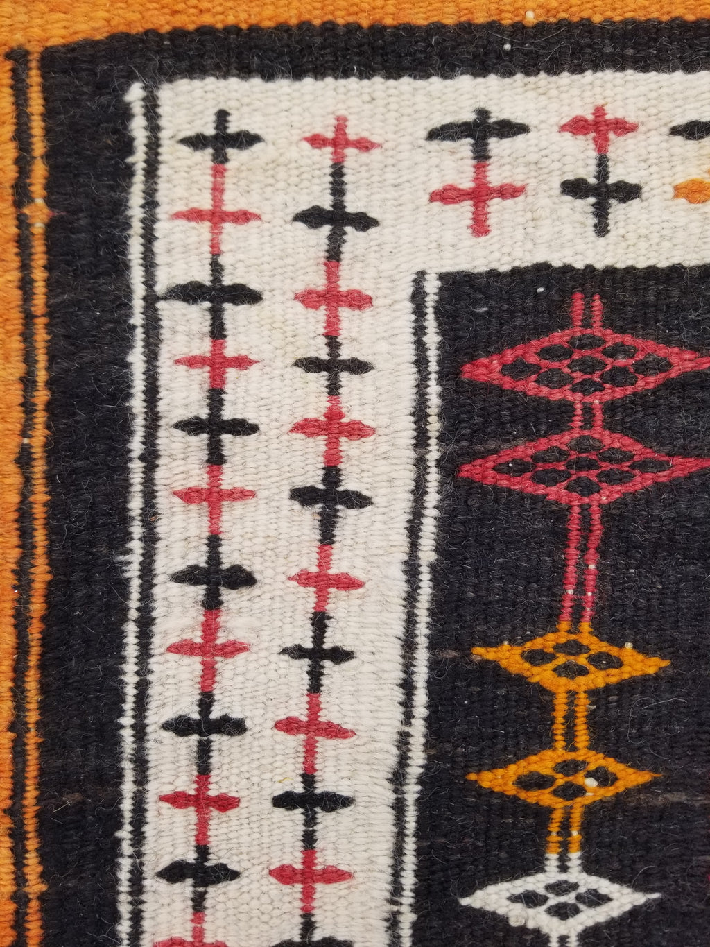Antique Traditional Handmade Moroccan Berber Wool Multicolor Kilim 97x69cm