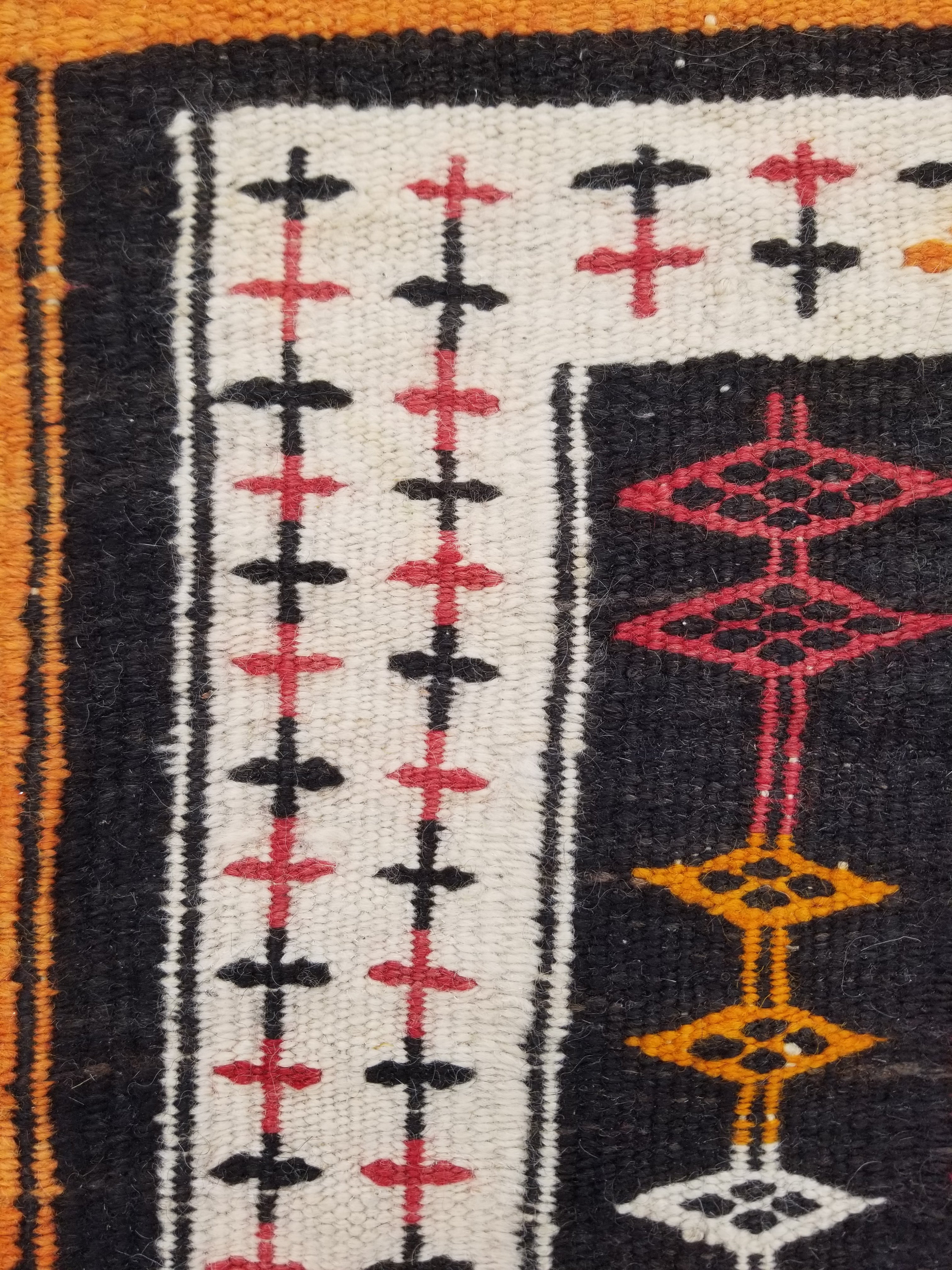 Antique Traditional Handmade Moroccan Berber Wool Multicolor Kilim 97x69cm