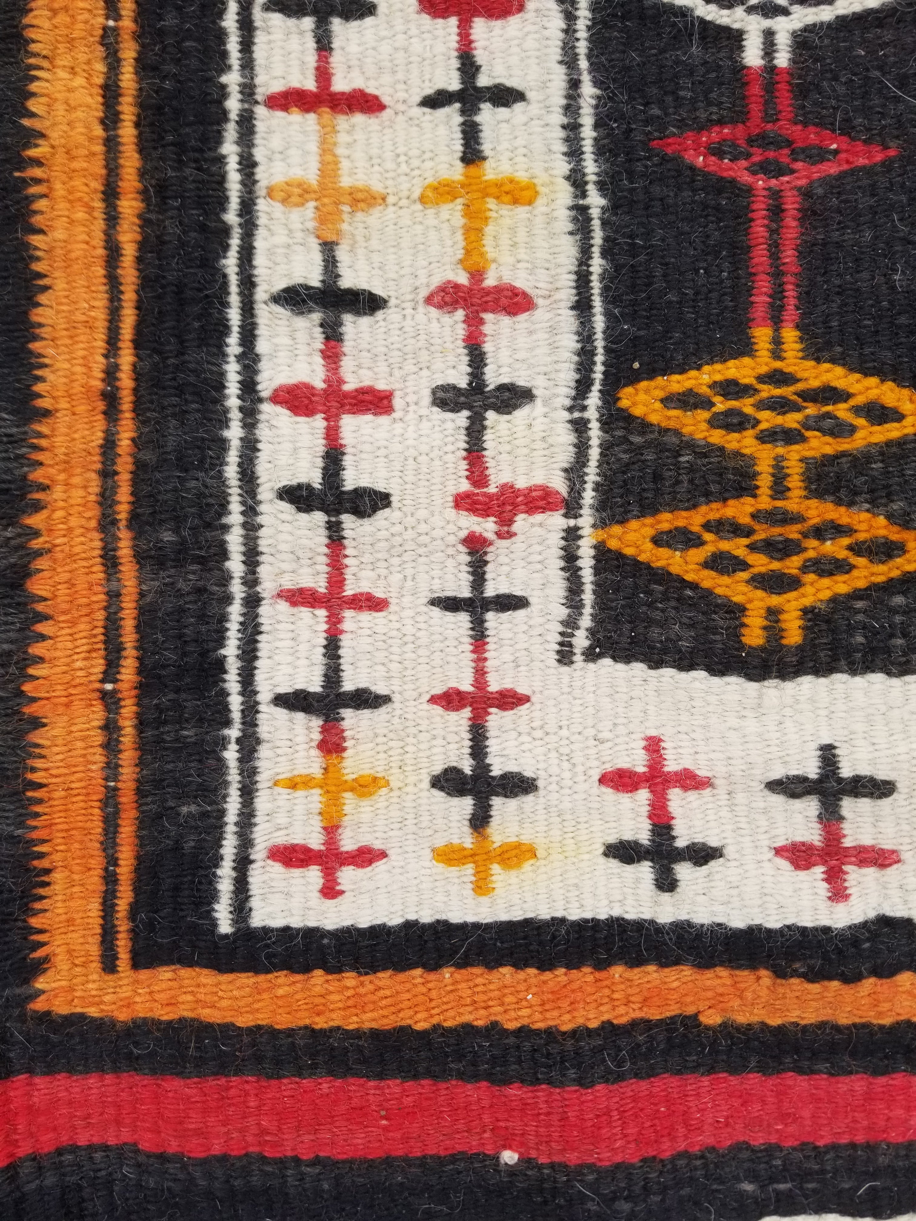 Antique Traditional Handmade Moroccan Berber Wool Multicolor Kilim 97x69cm