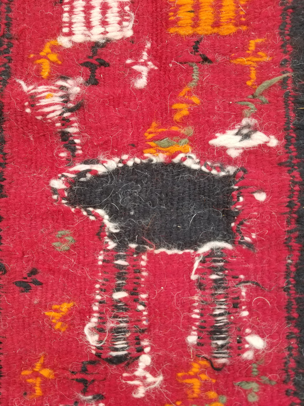 Antique Traditional Handmade Moroccan Berber Wool Multicolor Kilim 97x69cm