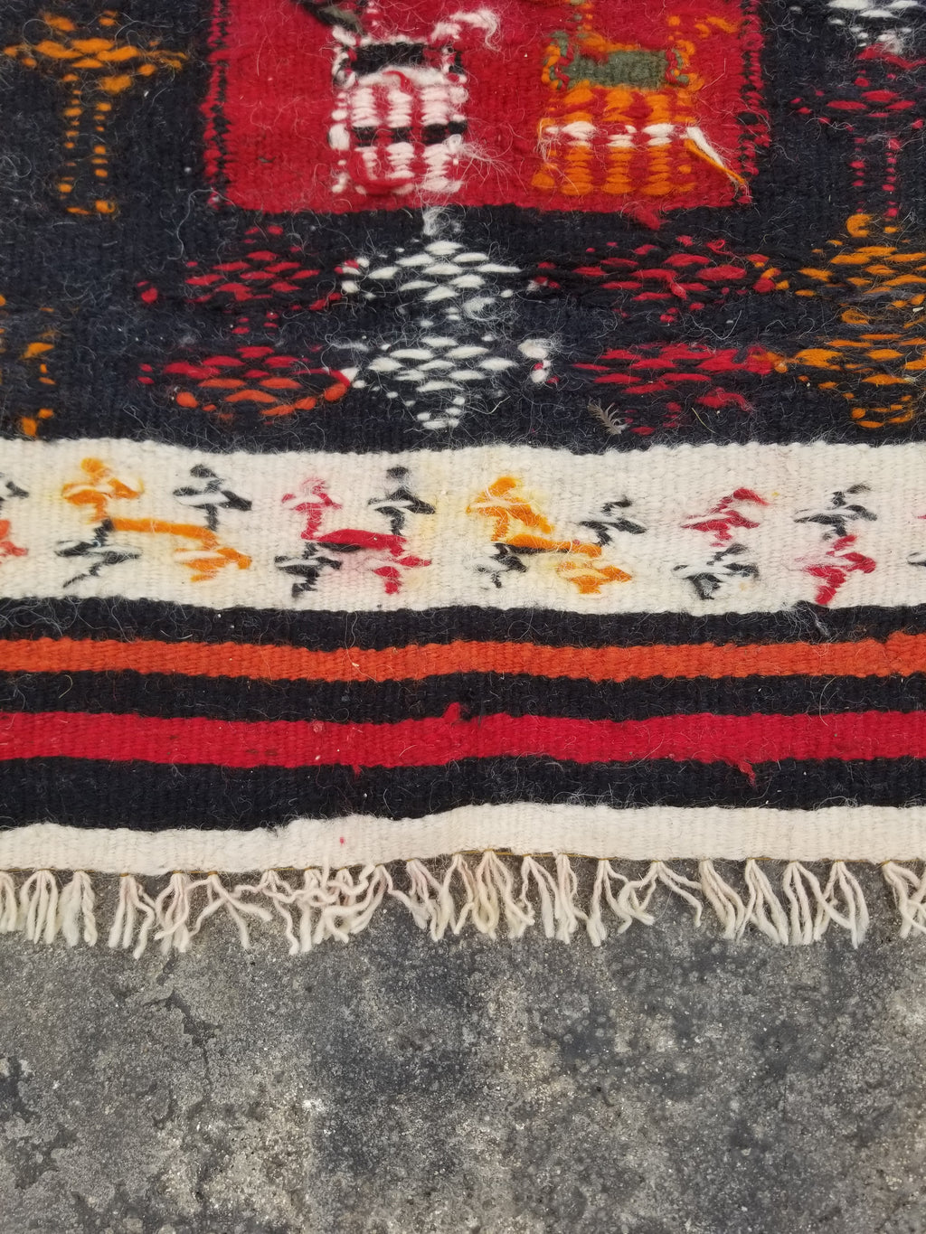 Antique Traditional Handmade Moroccan Berber Wool Multicolor Kilim 97x69cm